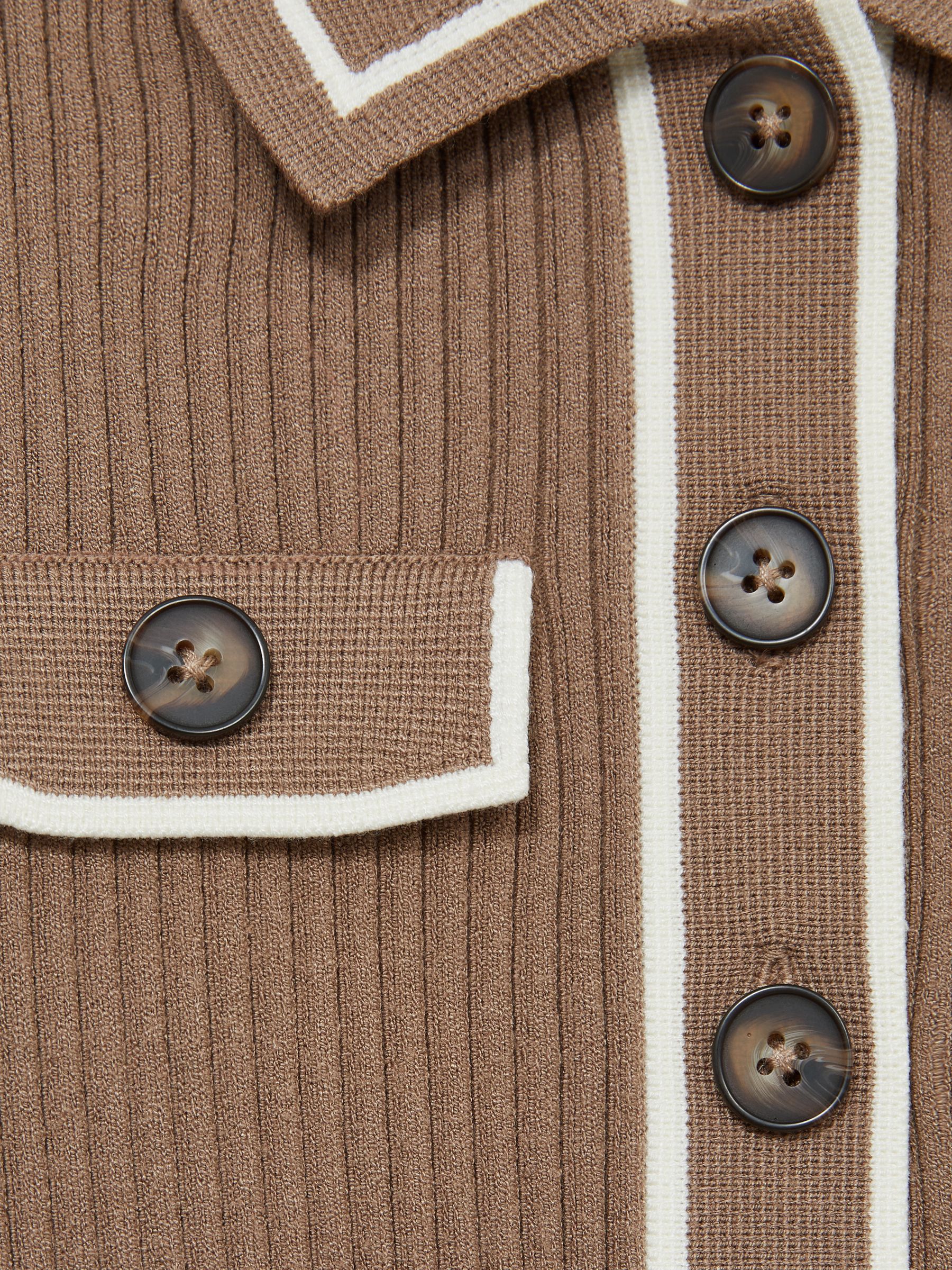 9-13 yrs Rib-Knit Button-Down Dress in Brown - Image 4 of 4