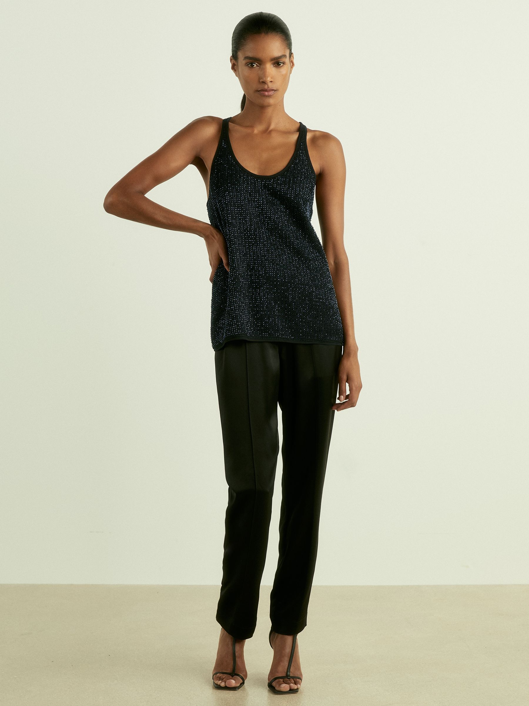 Beaded Cami Top in Dark Blue - Image 6 of 7