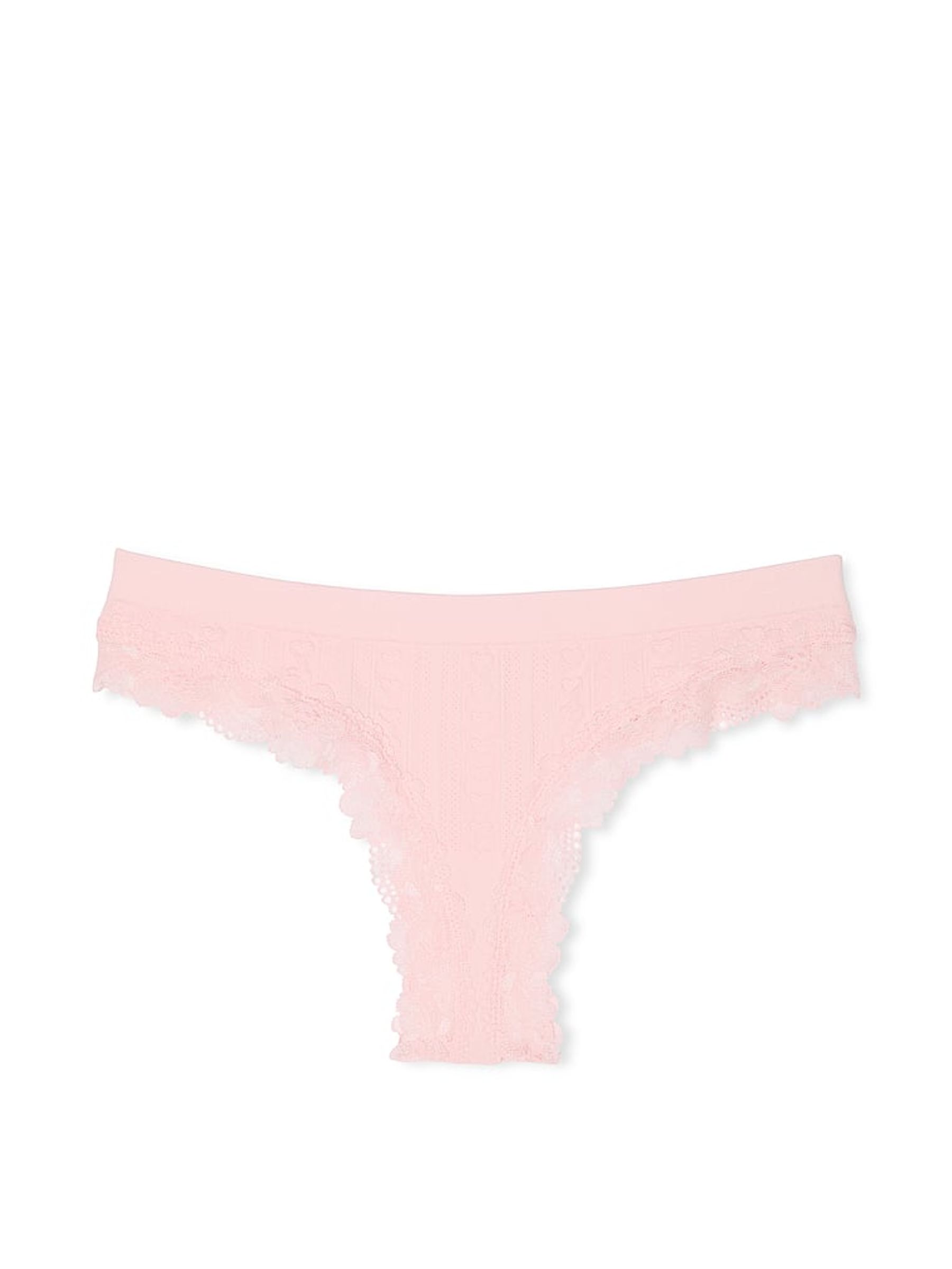 Pretty Blossom Pink Thong Heart Pointelle Knickers - Image 3 of 3