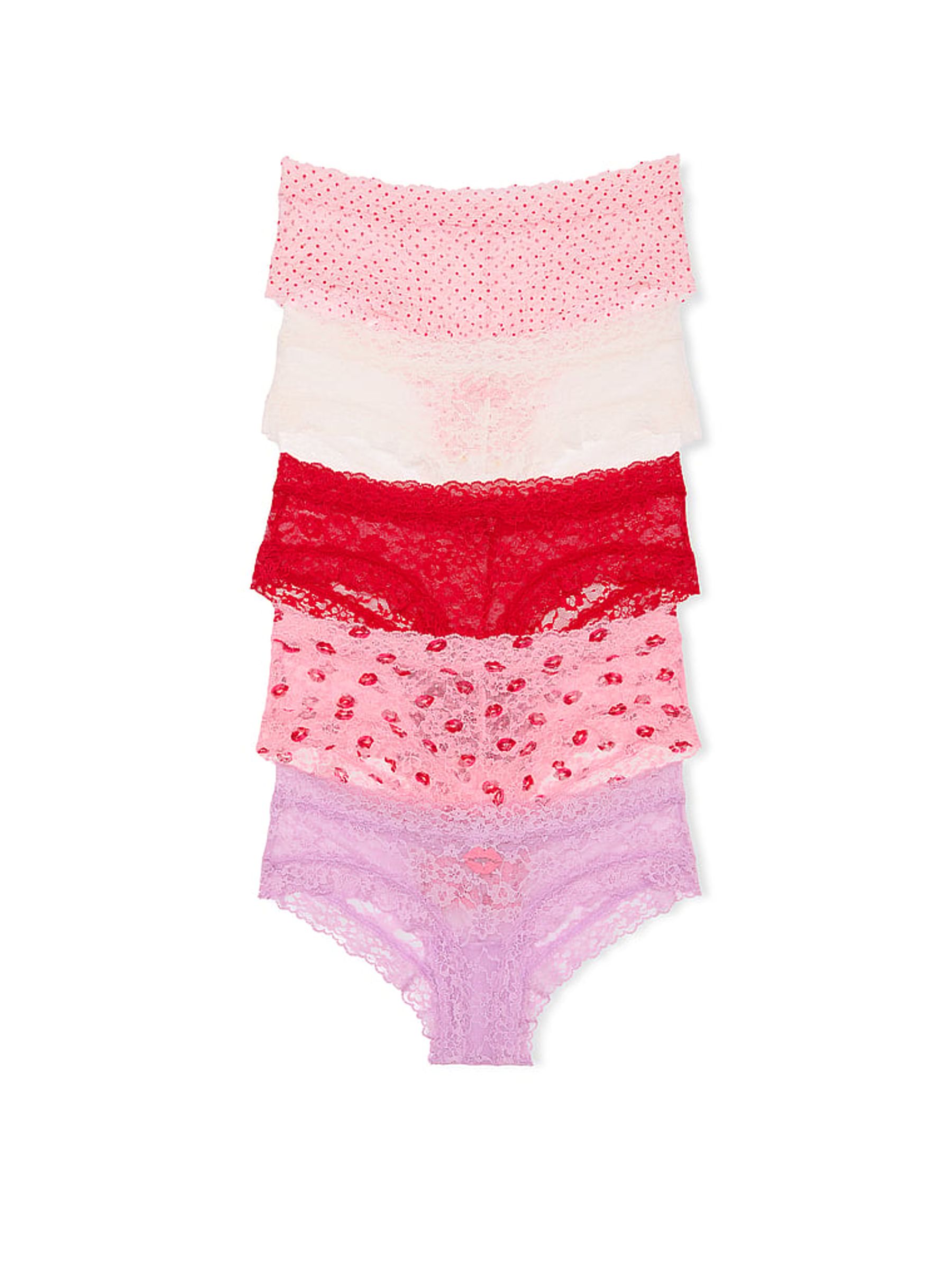 Pink/White/Red/Purple Cheeky 5 Pack Knickers - Image 1 of 3