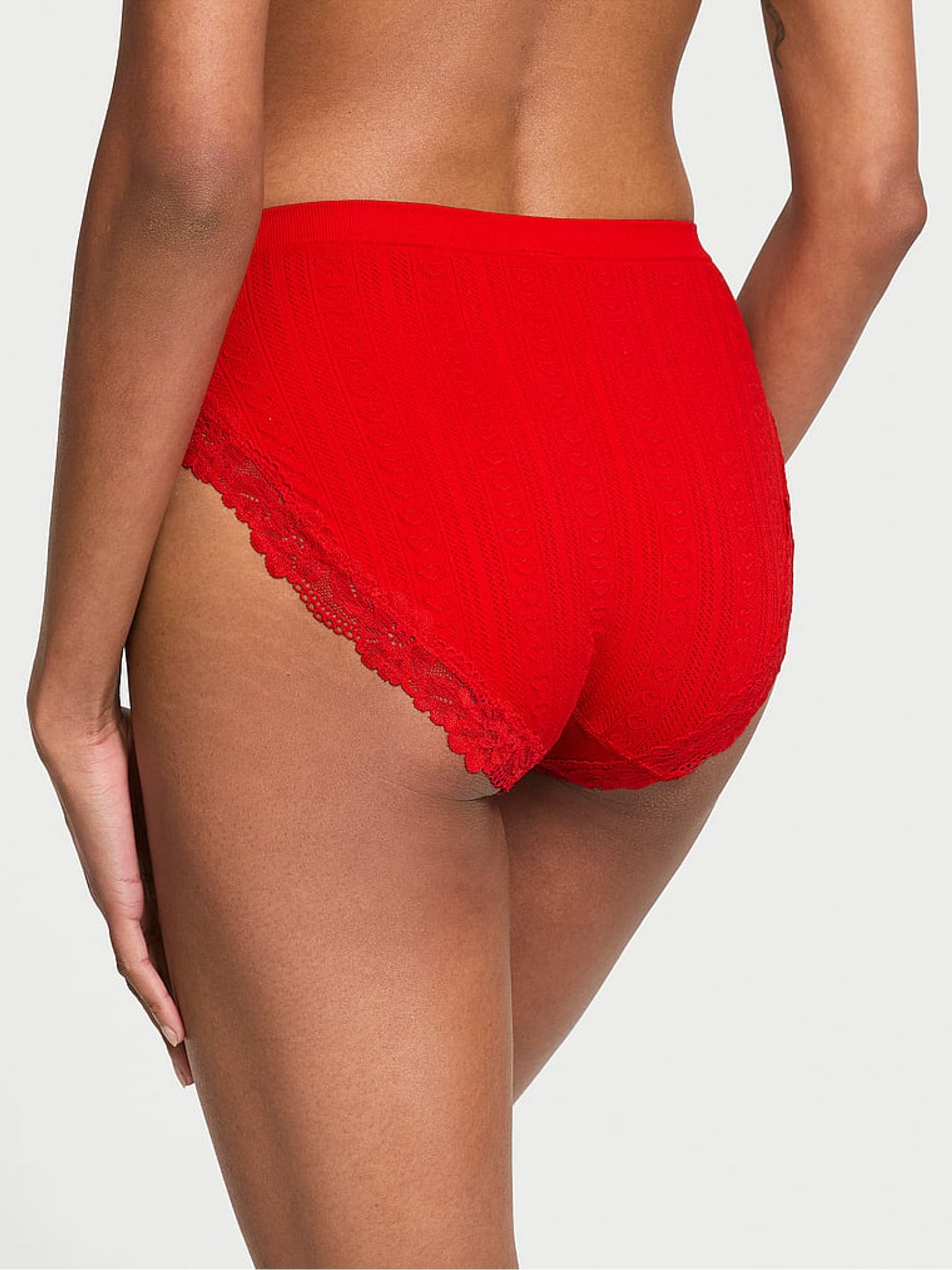 Lipstick Red Brief Heart Pointelle Knickers - Image 2 of 3