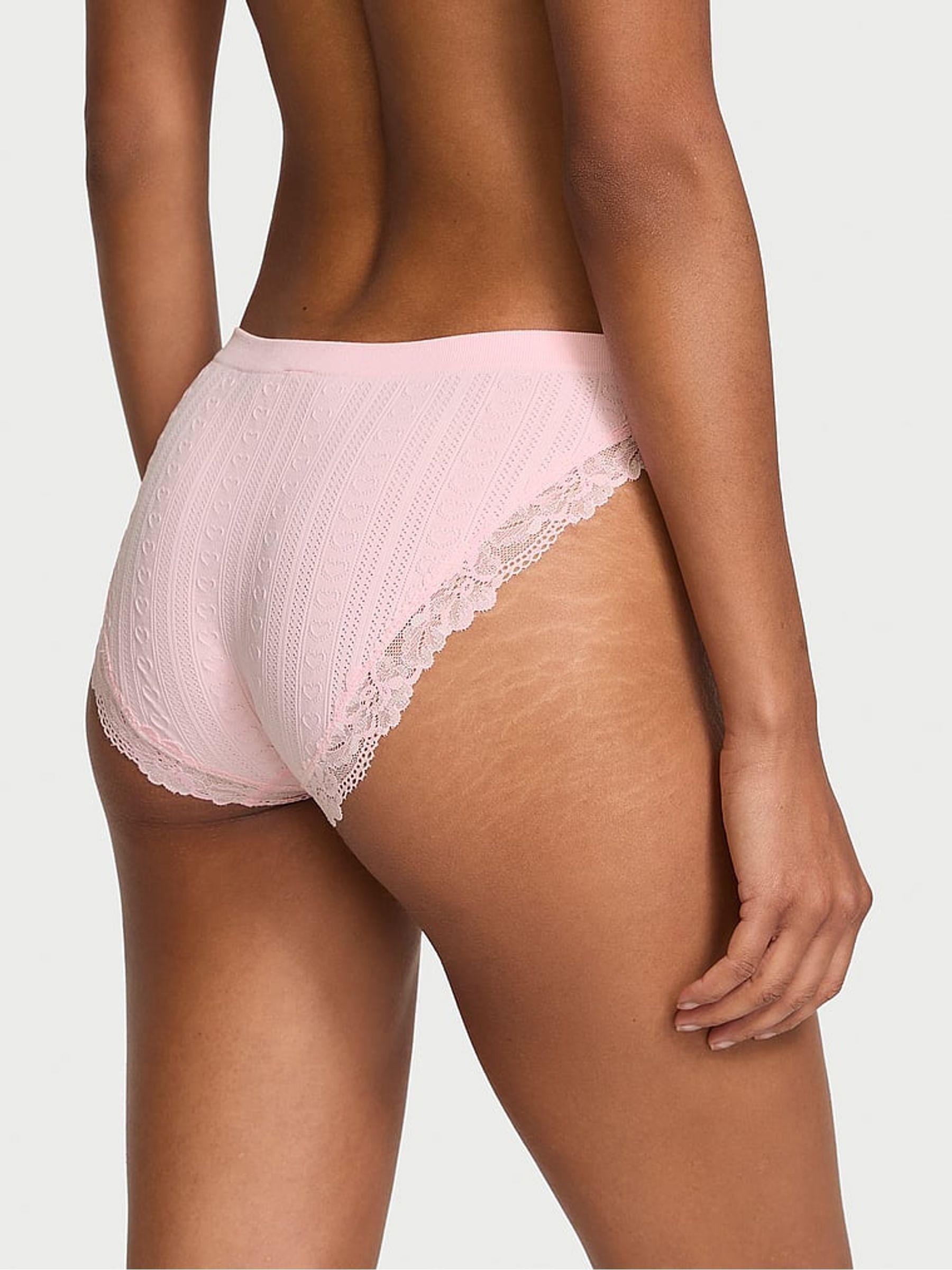 Pretty Blossom Pink Bikini Heart Pointelle Knickers - Image 2 of 3