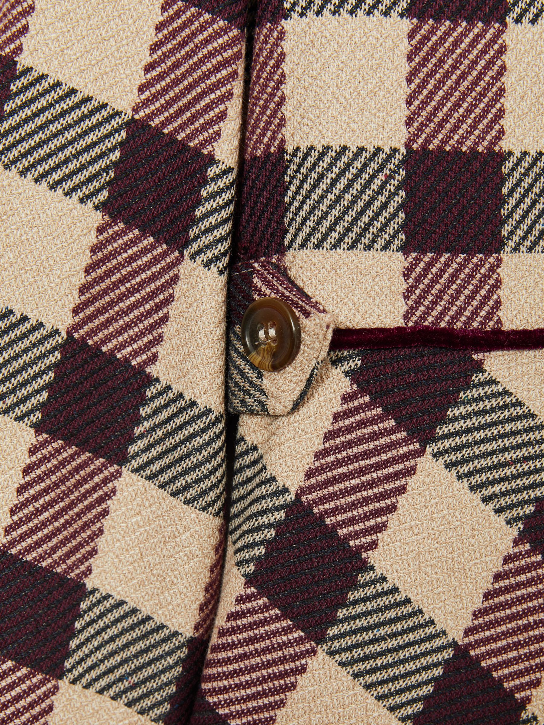 9-13 yrs Check Piped Pleated Dress in Burgundy - Image 4 of 4