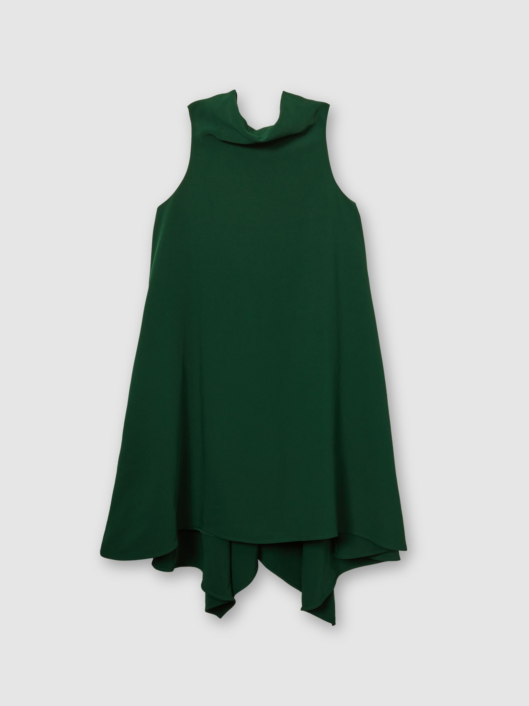 High-Neck Drape Back Mini Dress in Green - Image 2 of 6