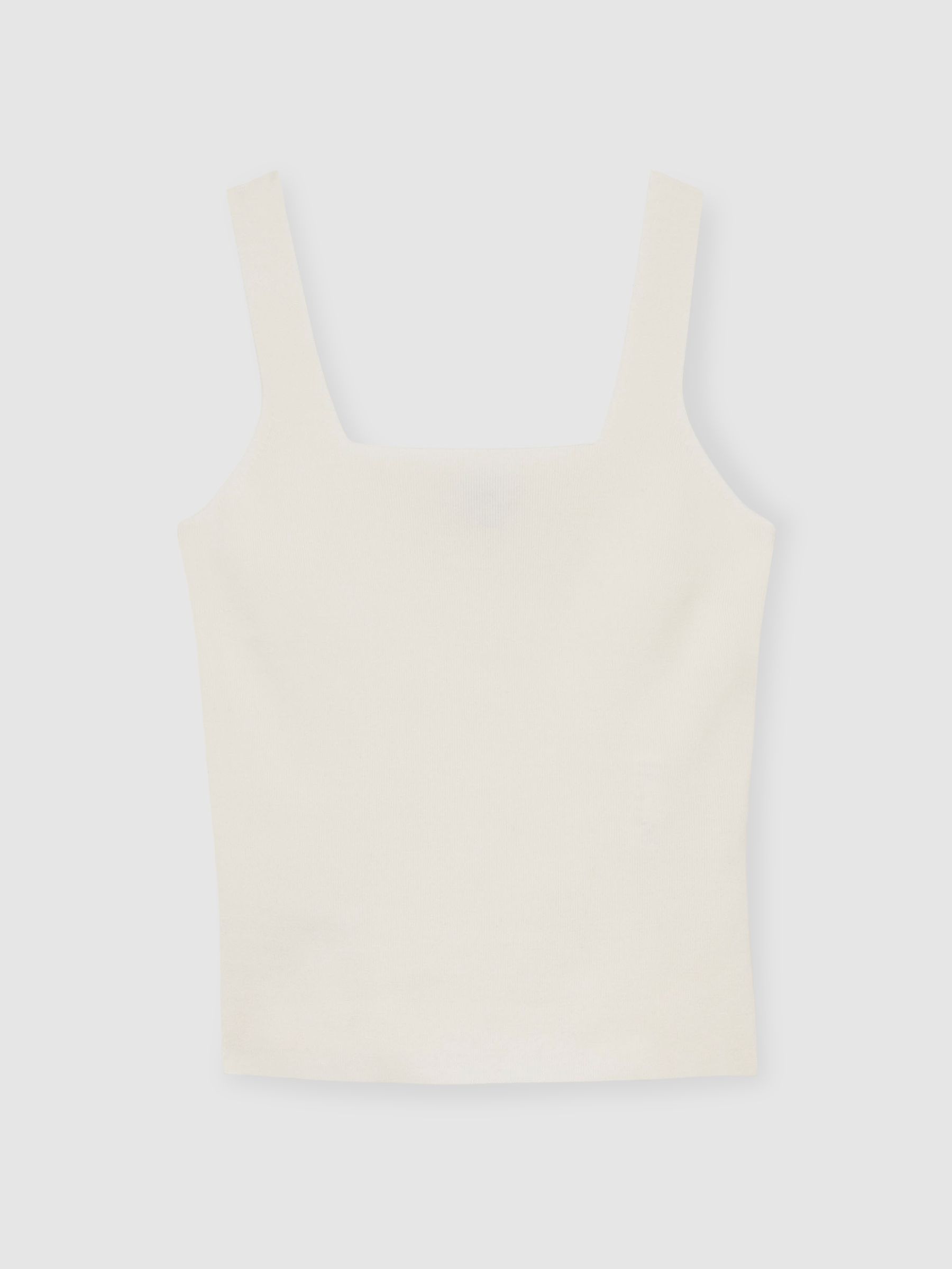 Knitted Square Neck Vest in Ivory - Image 2 of 7