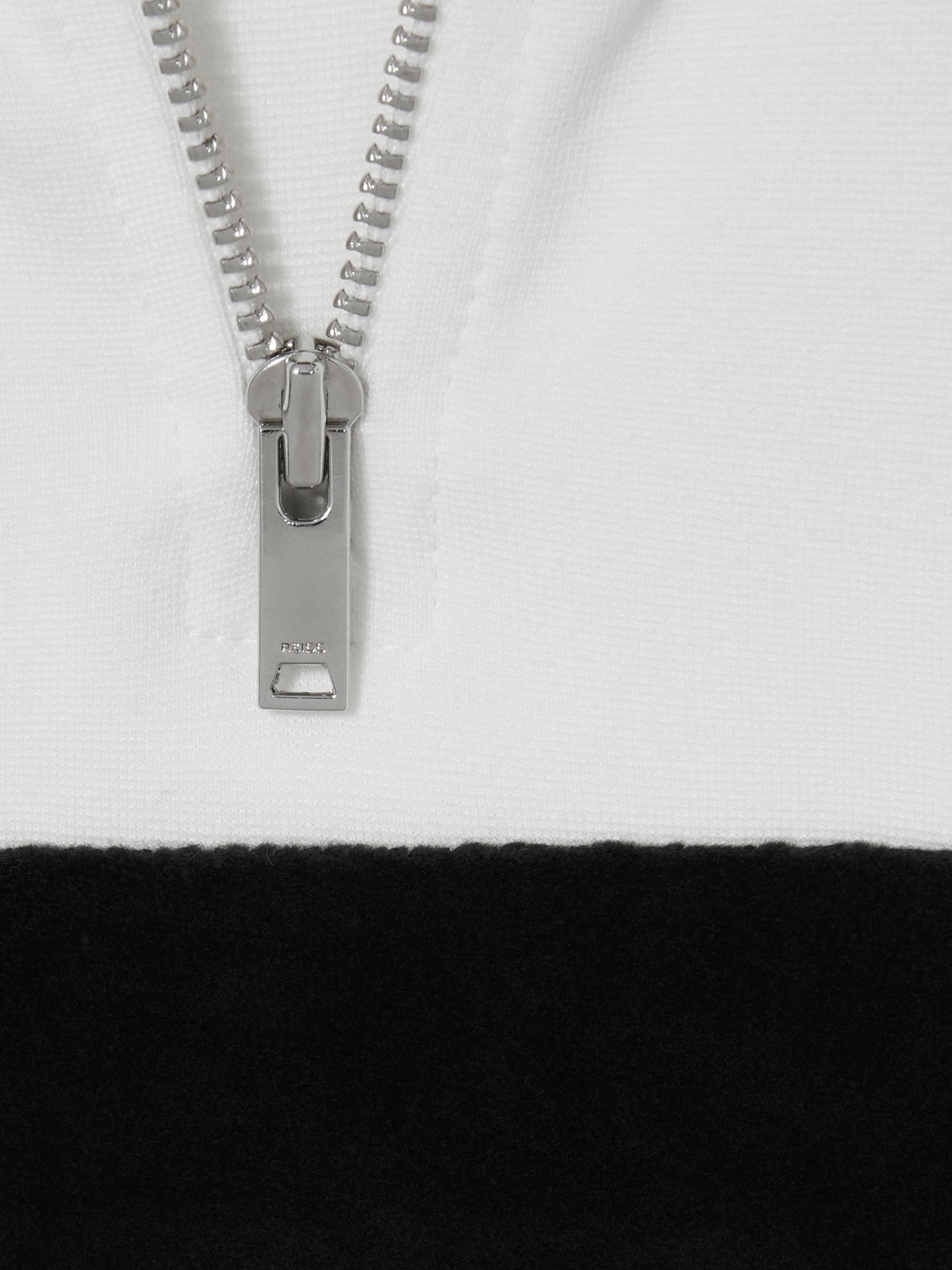 Interlock Velour-Stripe Half-Zip Sweatshirt in White/Emerald Green - Image 4 of 4