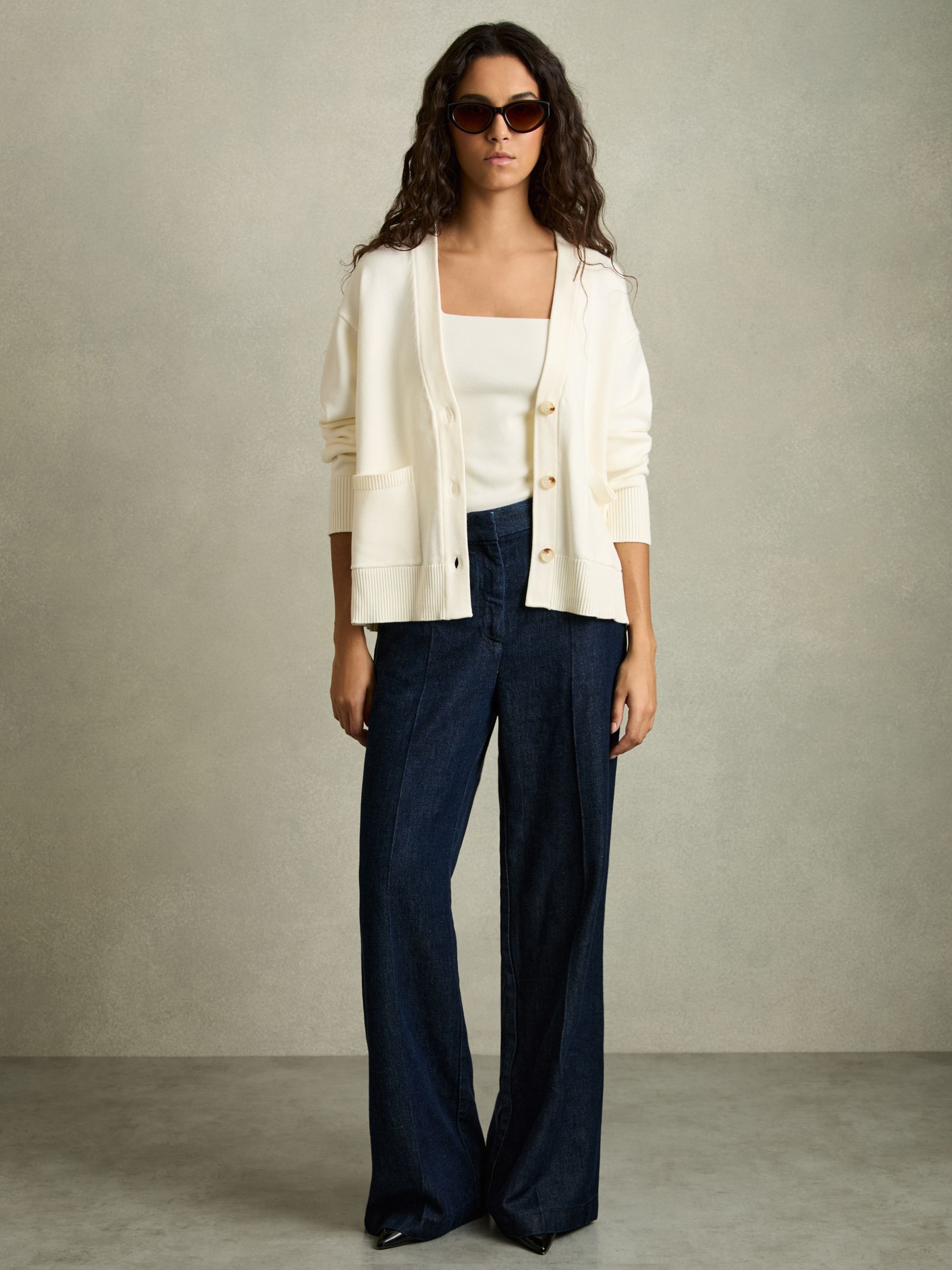 Chunky Knitted Cardigan in Ivory - Image 1 of 6