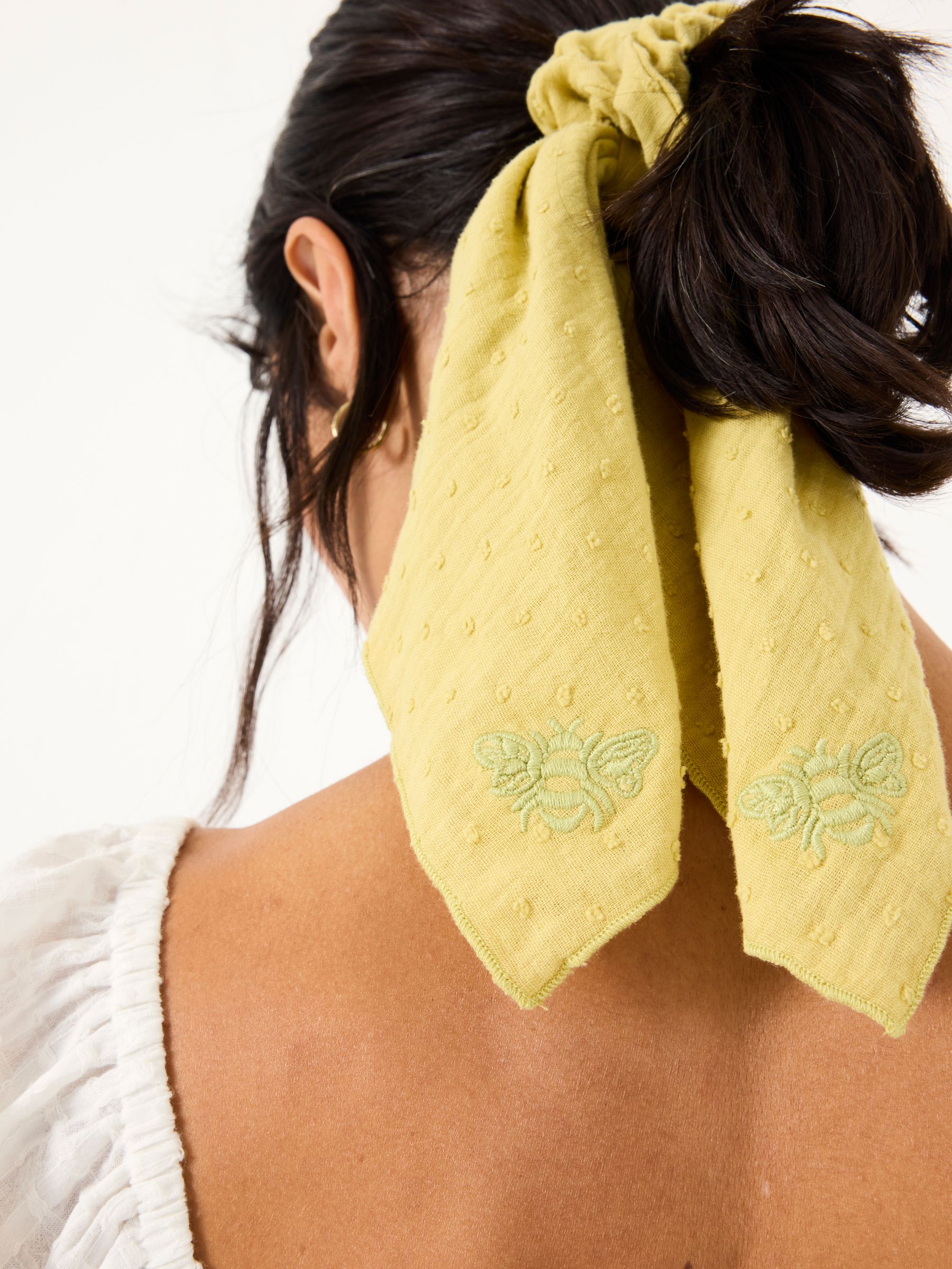Green Beeble Embroidered Tie Scrunchie - Image 2 of 4