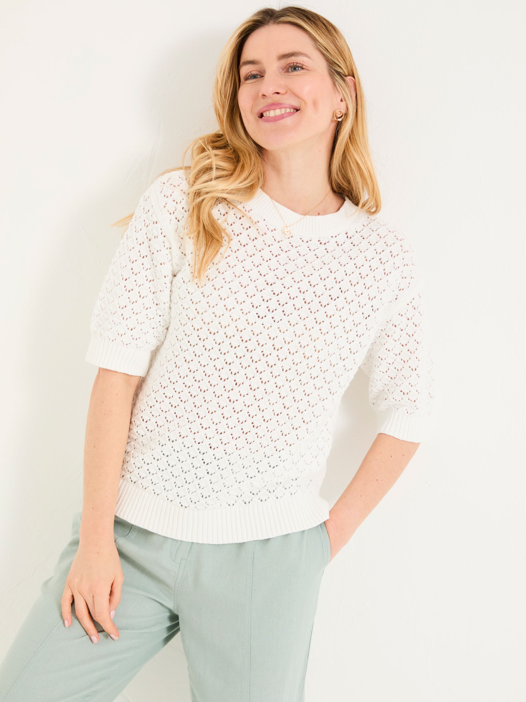 Maysie White Knitted T-Shirt - Image 1 of 6