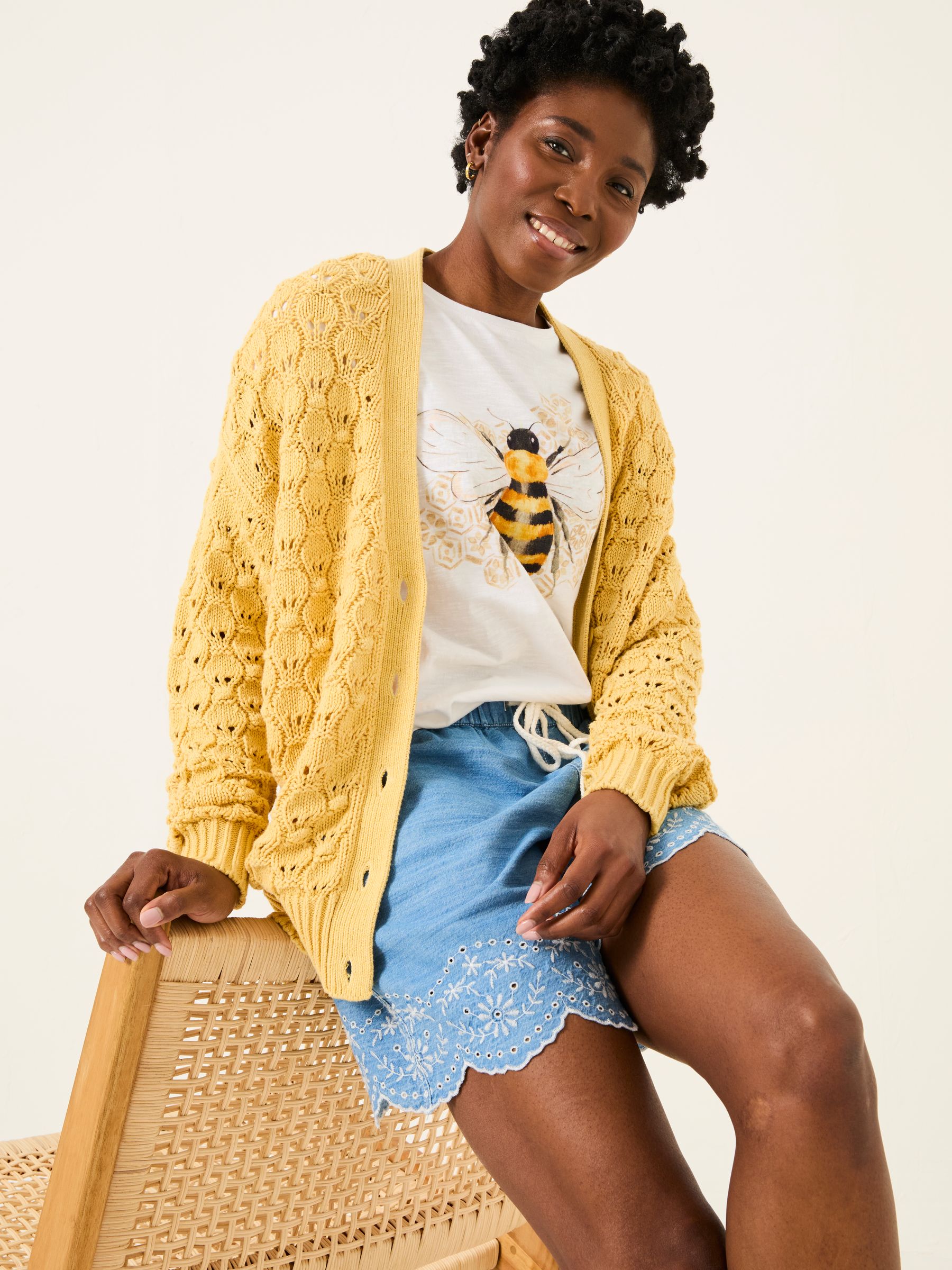 Yellow Beeble V-Neck Knitted Cardigan - Image 2 of 6