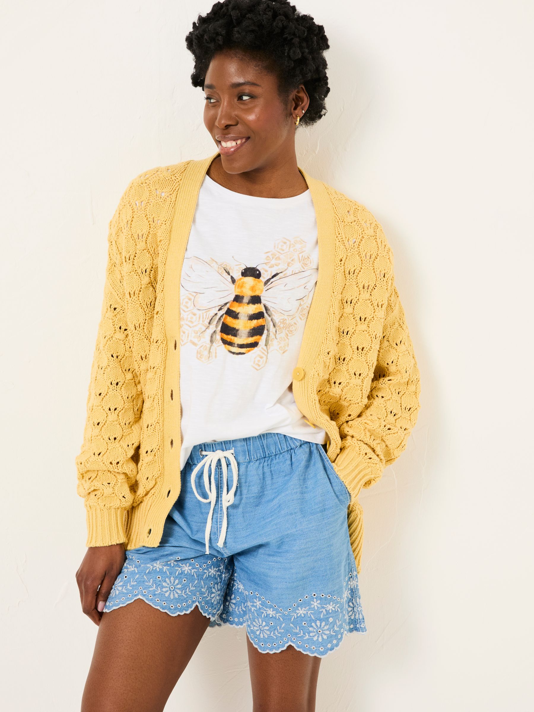 Yellow Beeble V-Neck Knitted Cardigan - Image 4 of 6