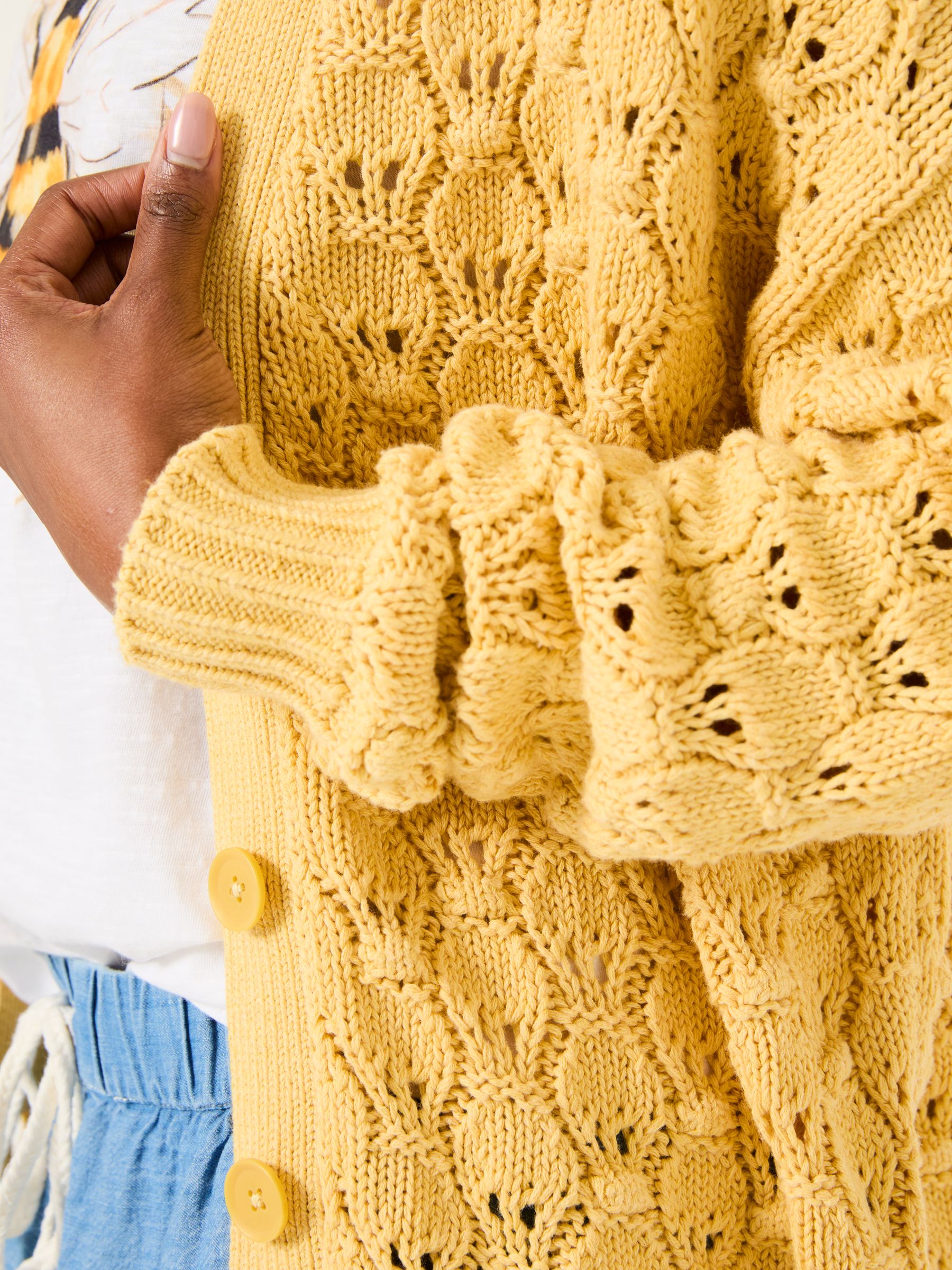 Yellow Beeble V-Neck Knitted Cardigan - Image 5 of 6