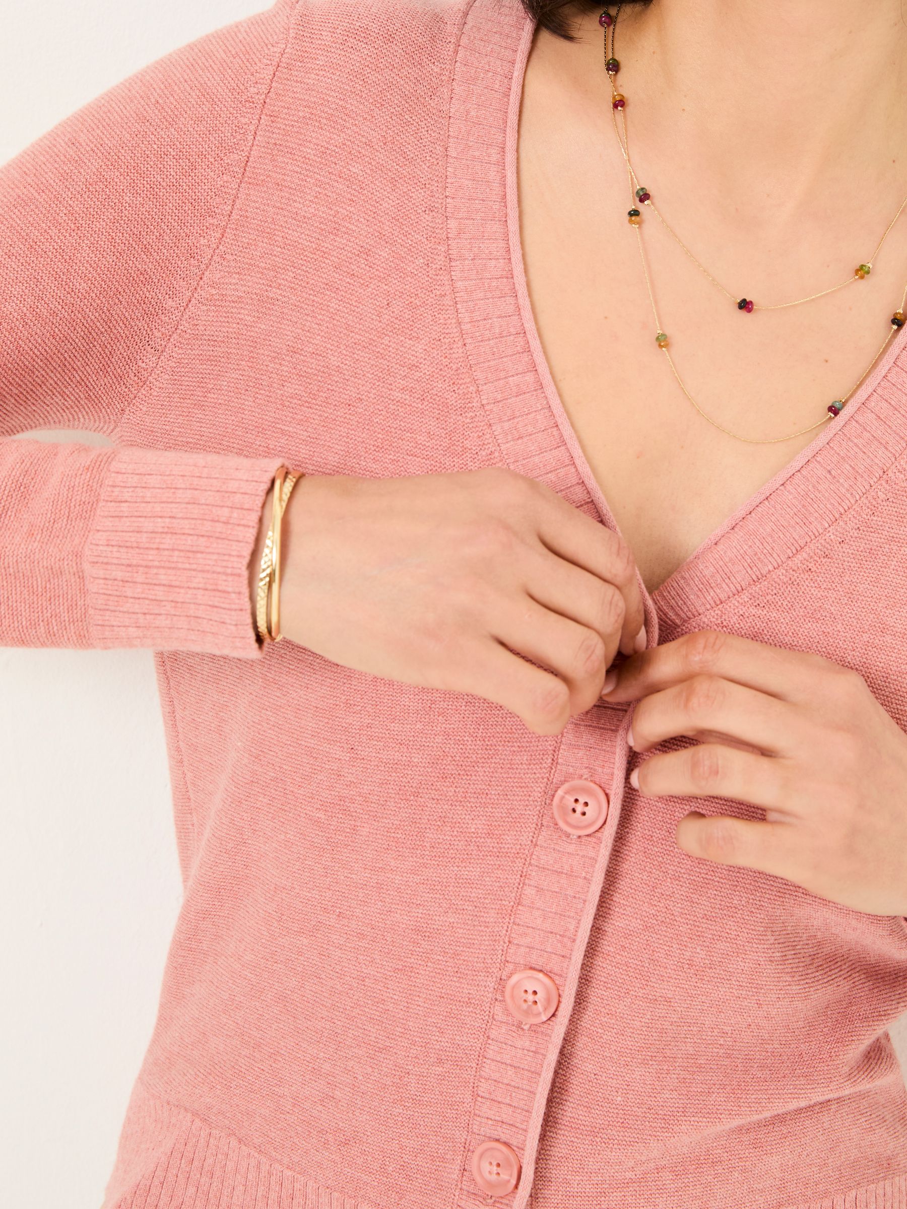 Lucia Rose Pink V-Neck Knitted Cardigan - Image 4 of 5
