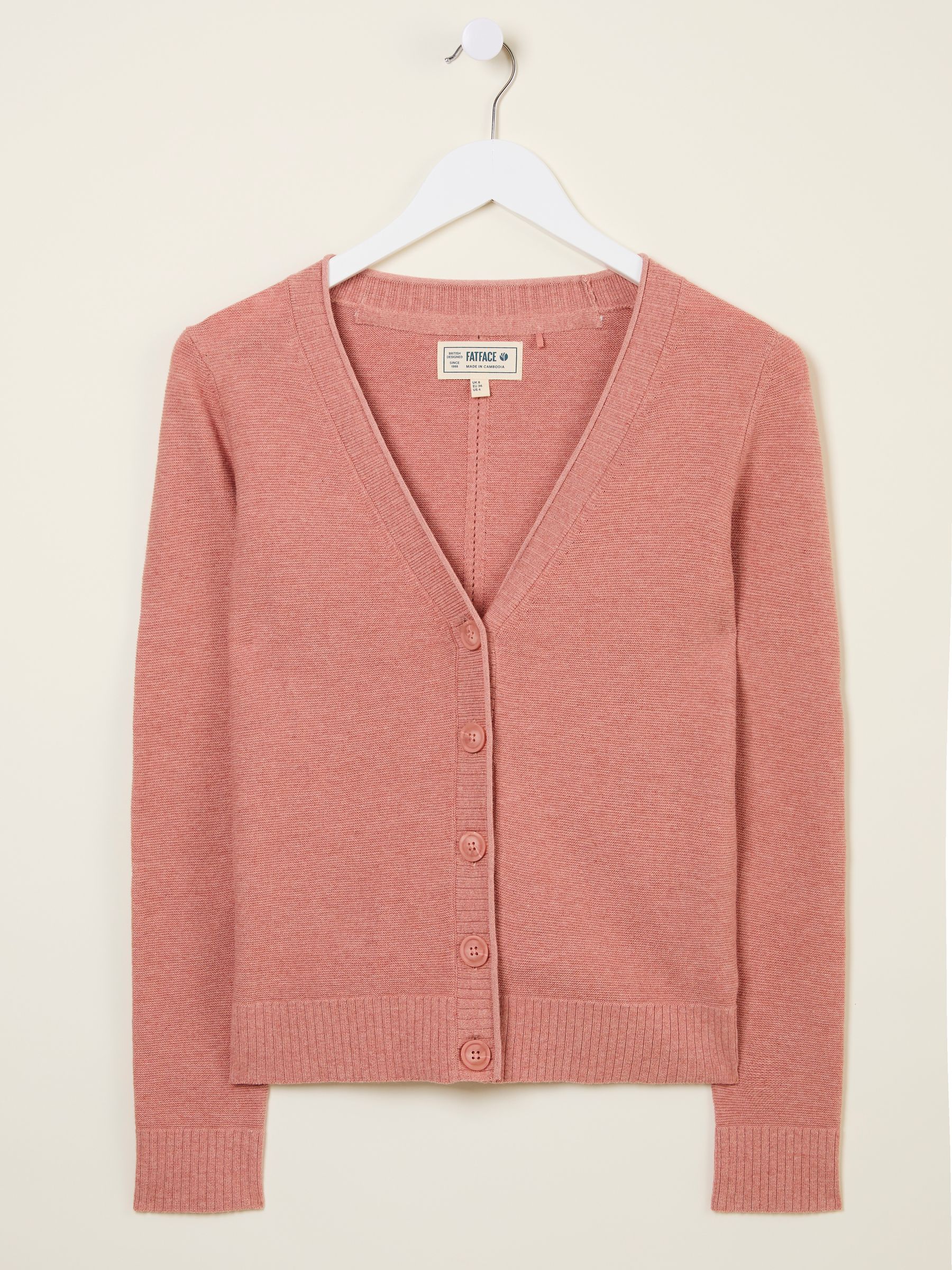 Lucia Rose Pink V-Neck Knitted Cardigan - Image 5 of 5