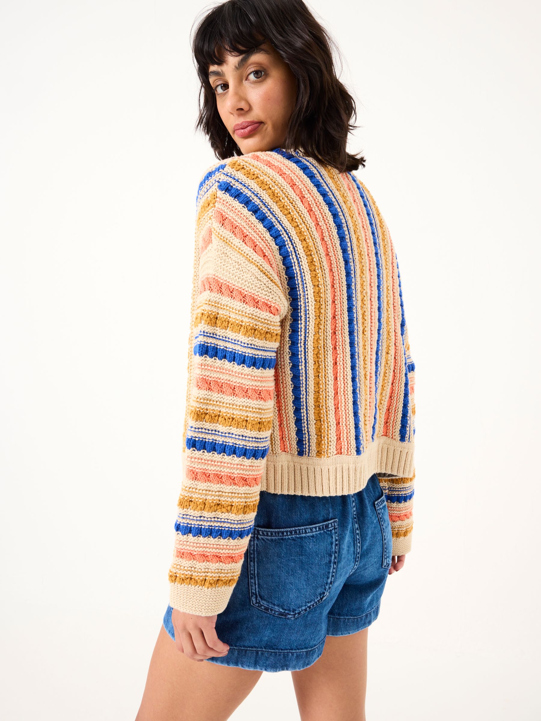 Summer Natural Textured Stripe Cardigan - Image 2 of 6