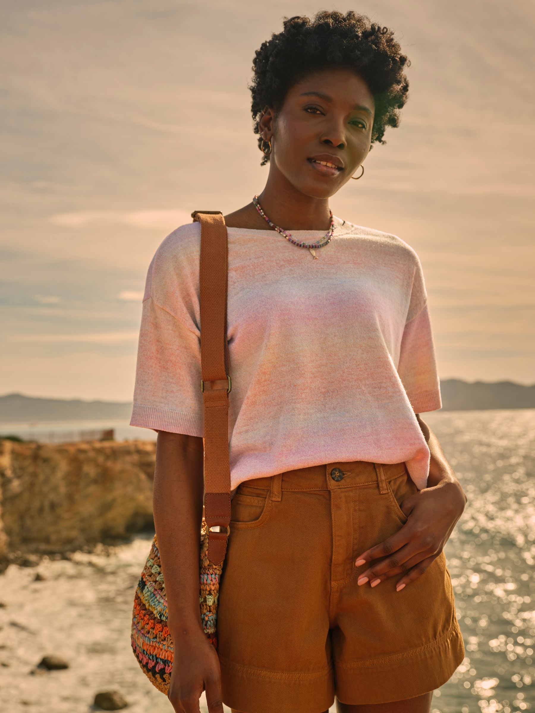 Pink Ombre Stripe Knitted Tee - Image 1 of 8