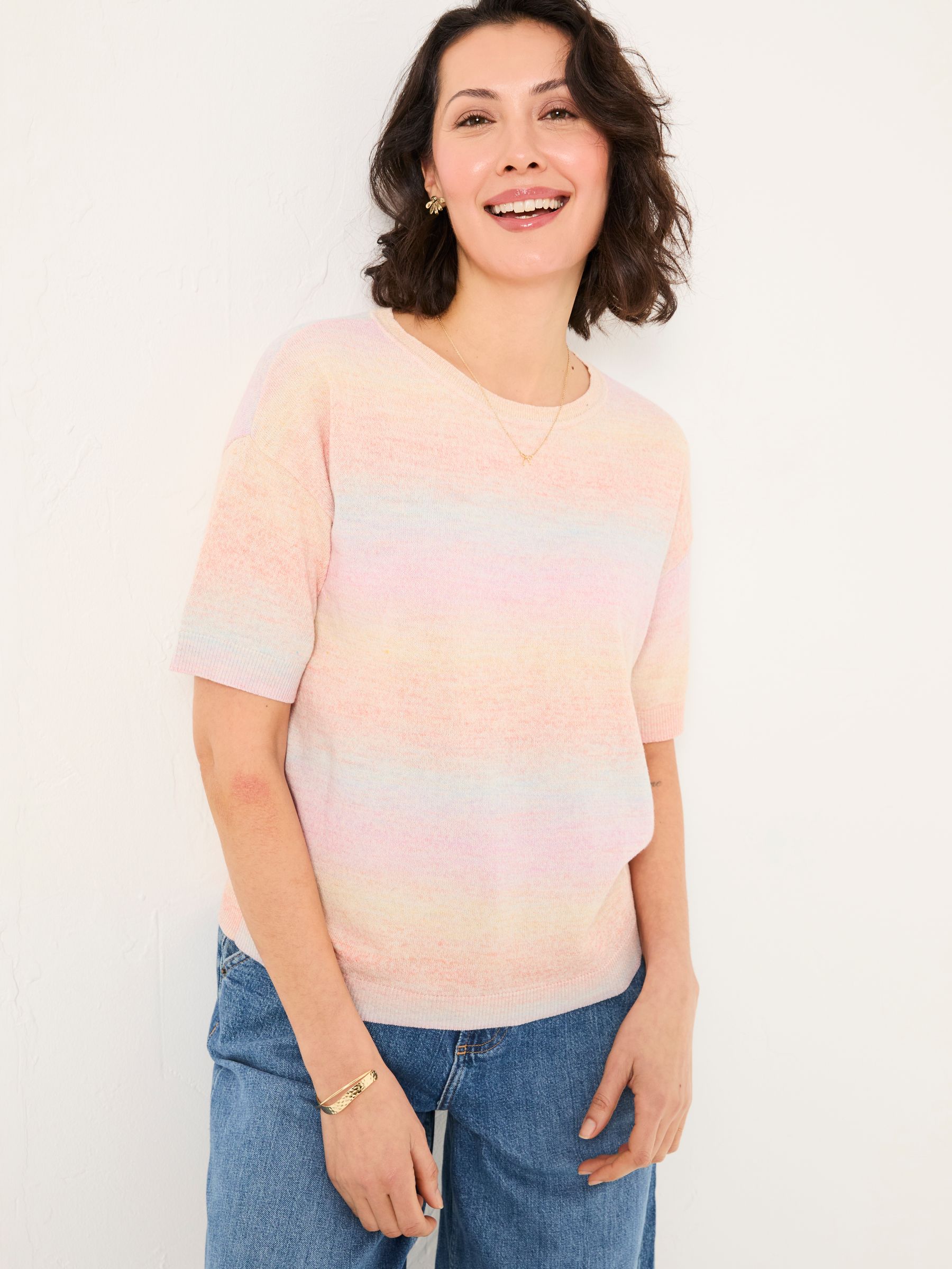 Pink Ombre Stripe Knitted Tee - Image 2 of 8