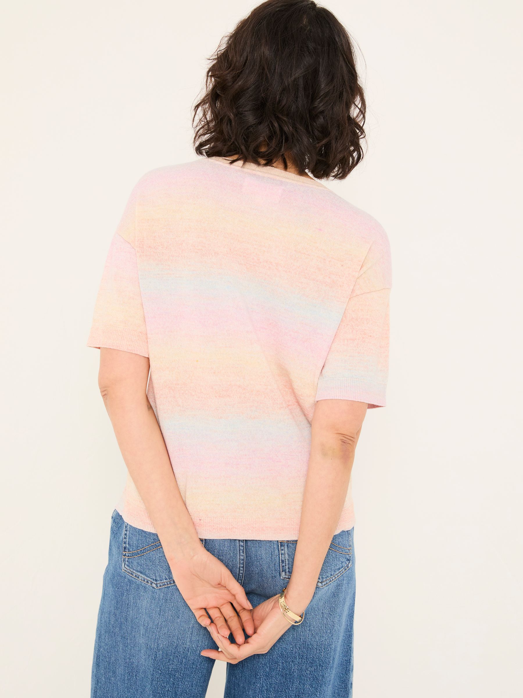 Pink Ombre Stripe Knitted Tee - Image 3 of 8