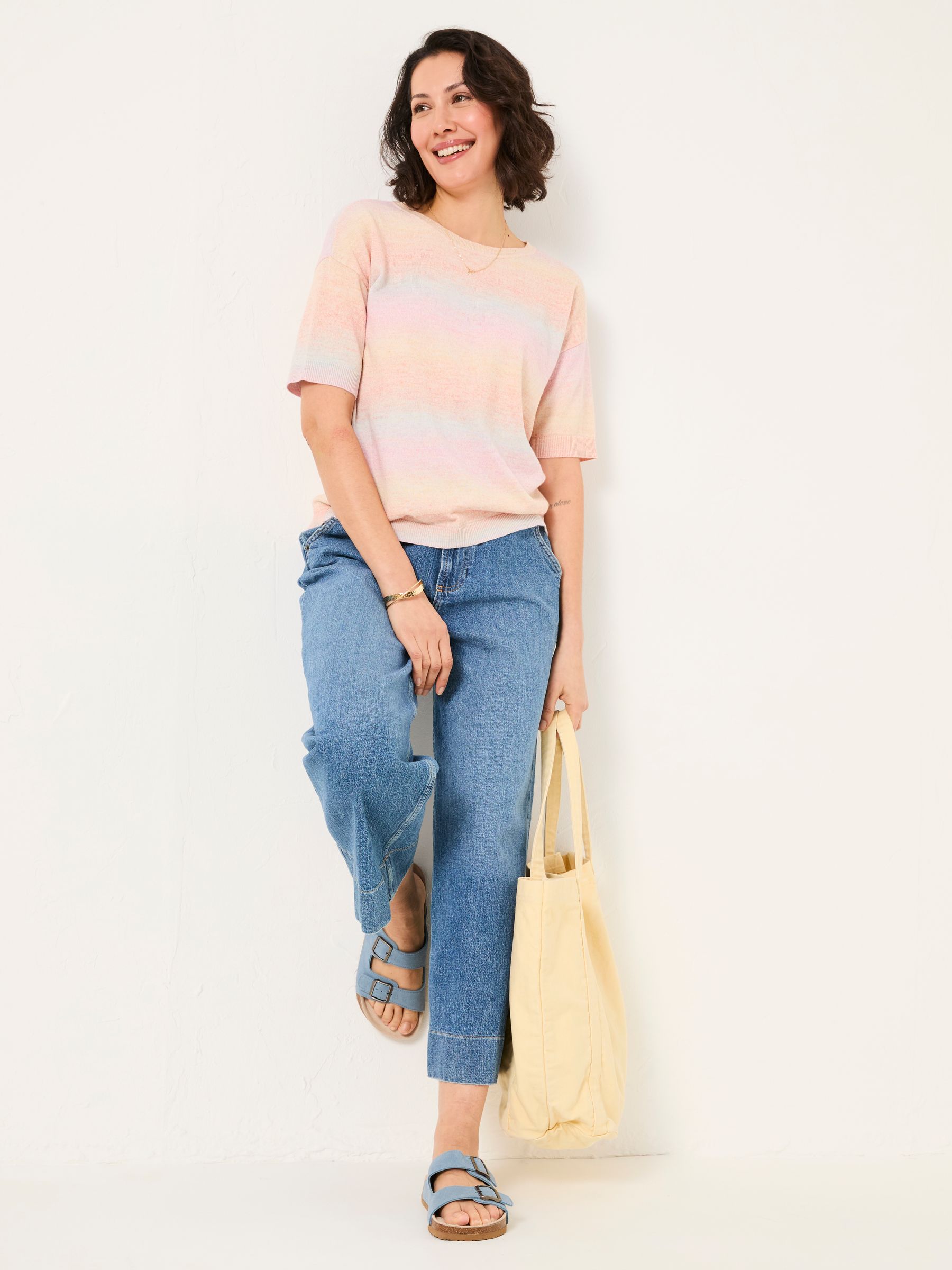 Pink Ombre Stripe Knitted Tee - Image 4 of 8