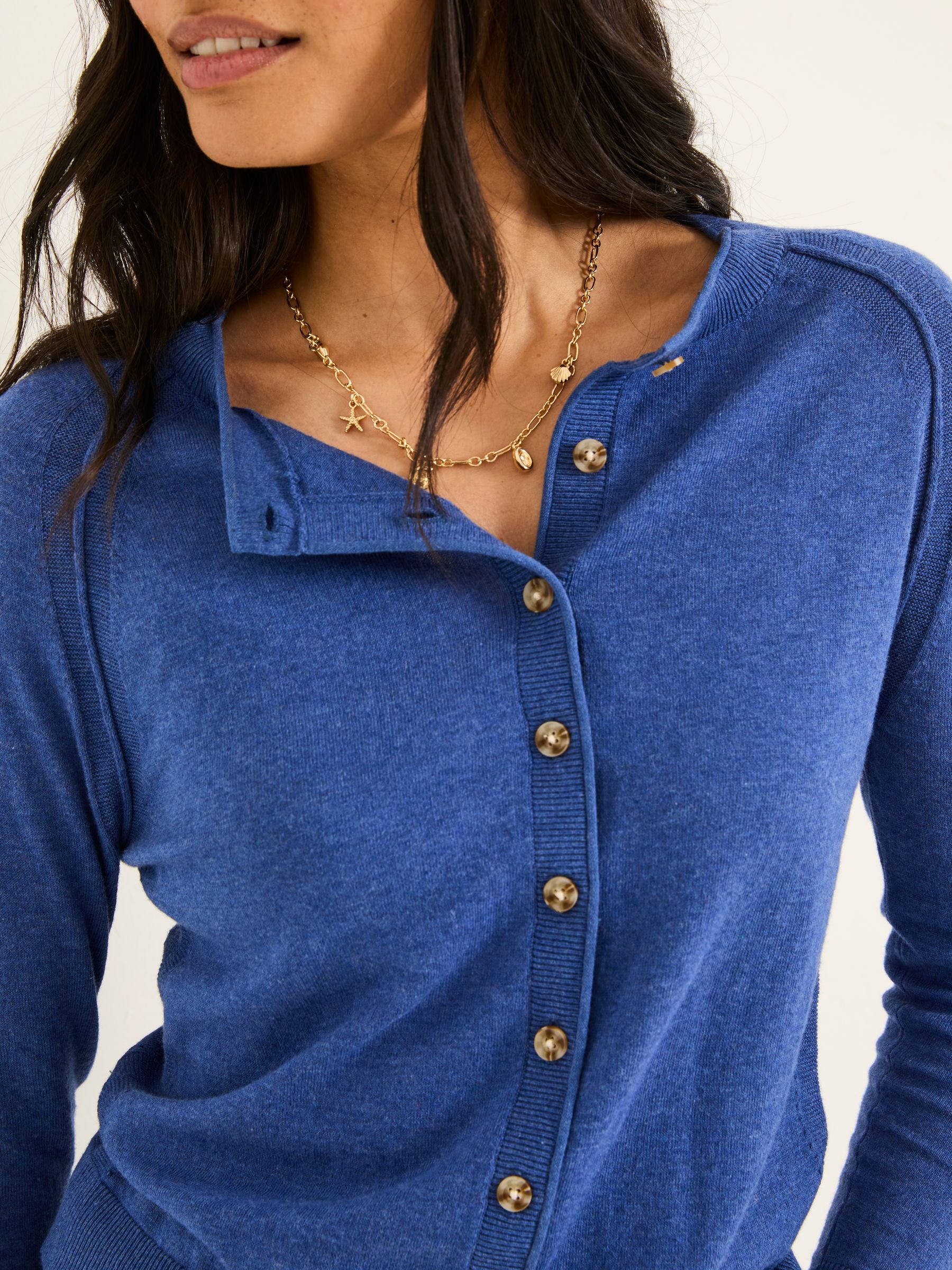 Rose Bright Blue Crew Neck Cardigan - Image 5 of 6