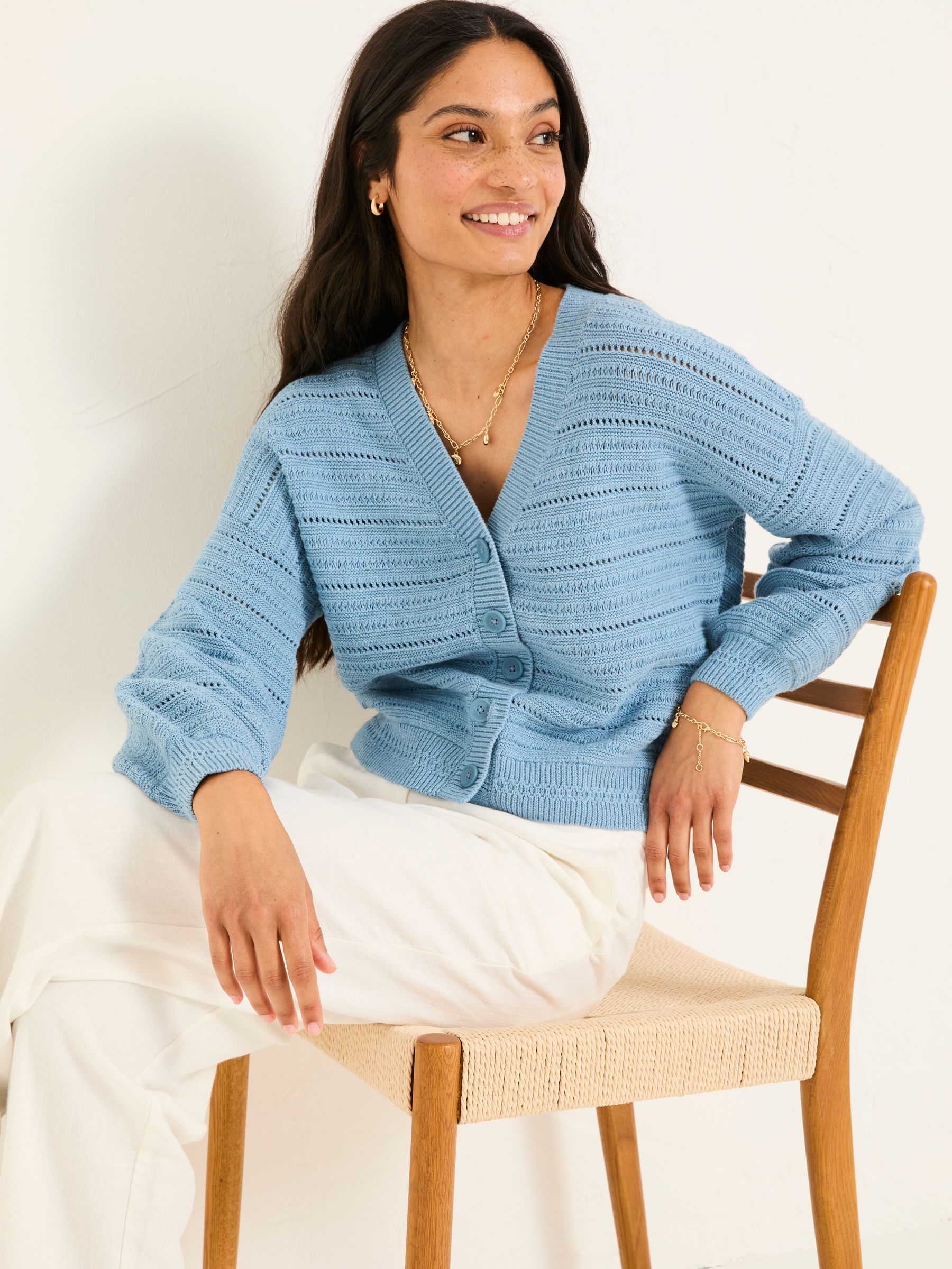 Annie Chambray Blue Knitted Cardigan - Image 1 of 6