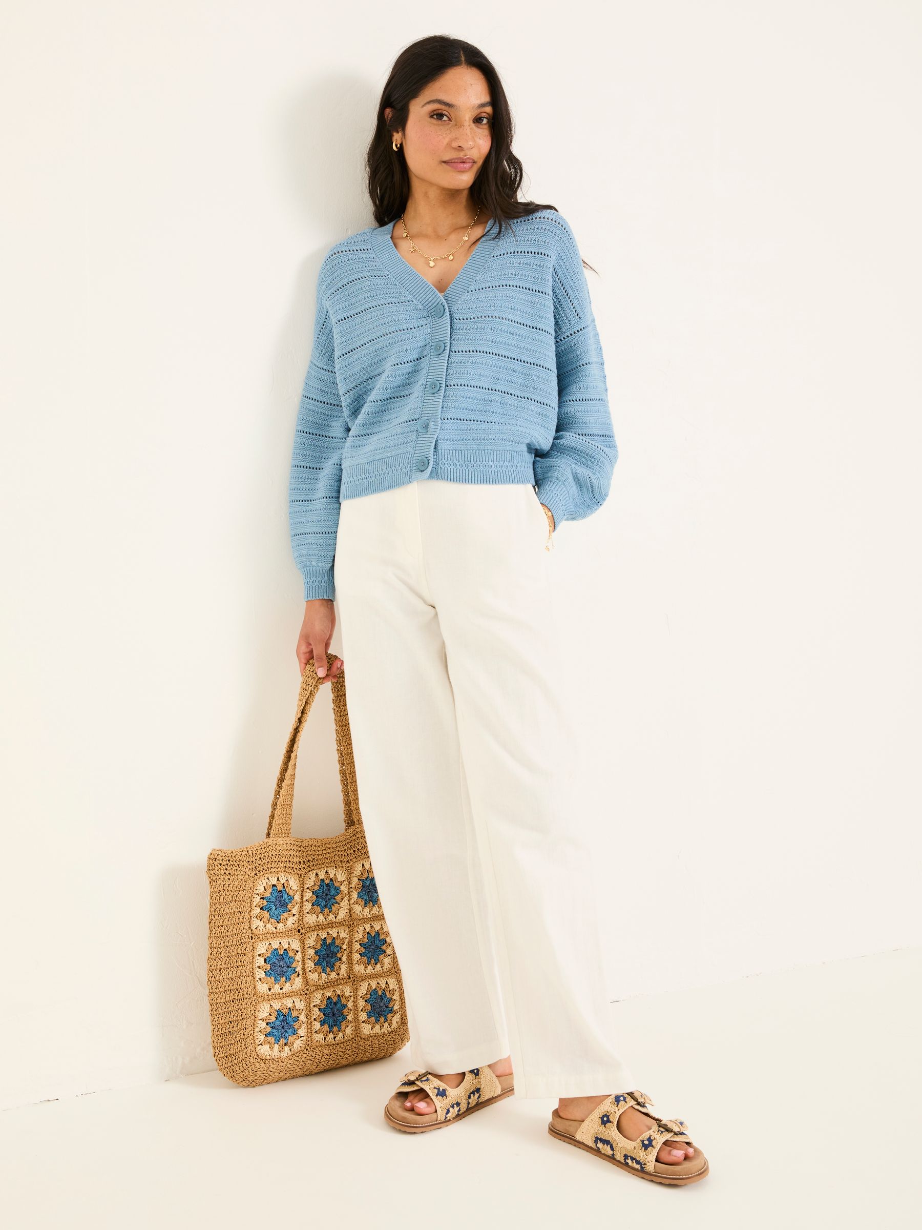 Annie Chambray Blue Knitted Cardigan - Image 3 of 6