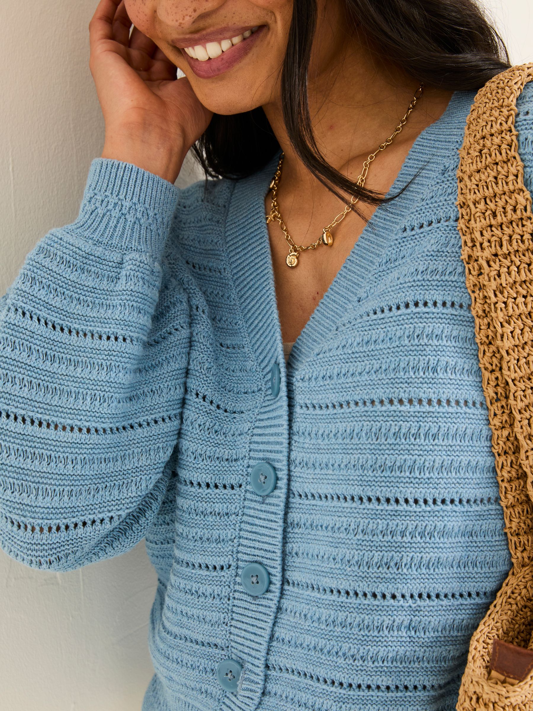 Annie Chambray Blue Knitted Cardigan - Image 4 of 6