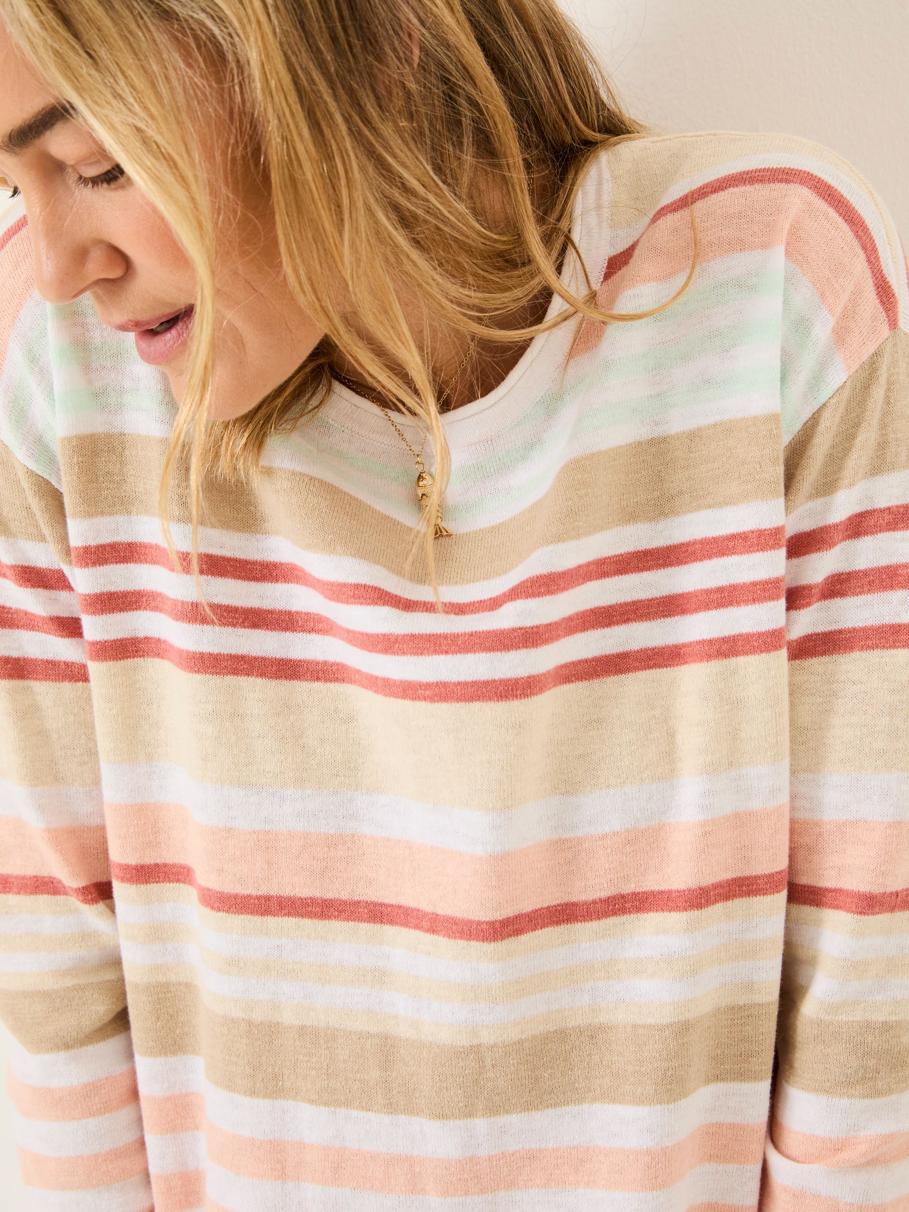 Izzy White Knitted Stripe Jumper - Image 4 of 5