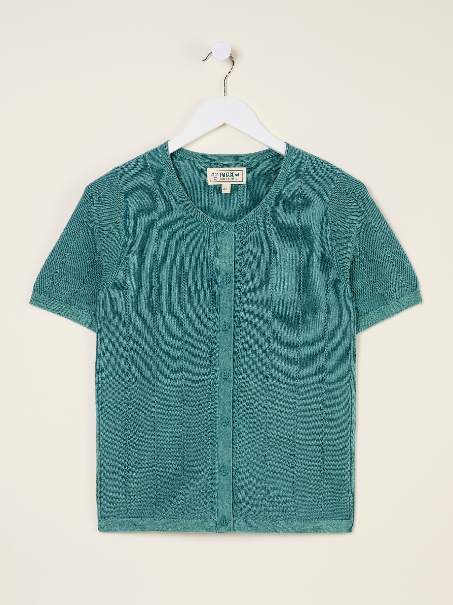 Lili Teal Blue Laundered Short Sleeve Cardigan - Image 7 of 7