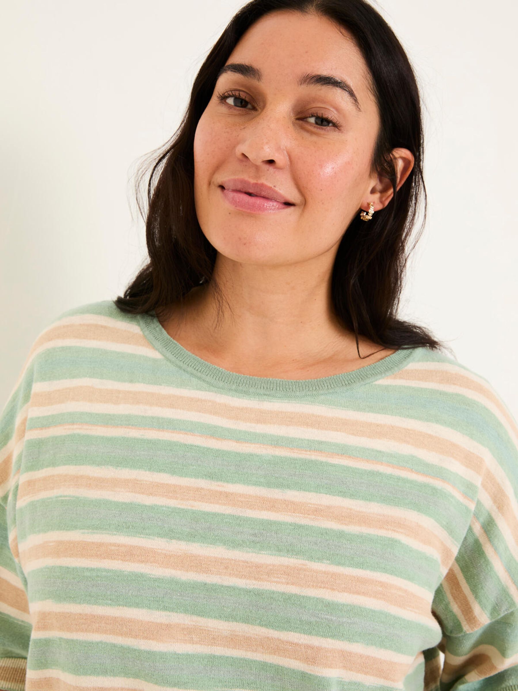 Teal Blue Space Dye Stripe Short Sleeve T Shirt - Image 7 of 9