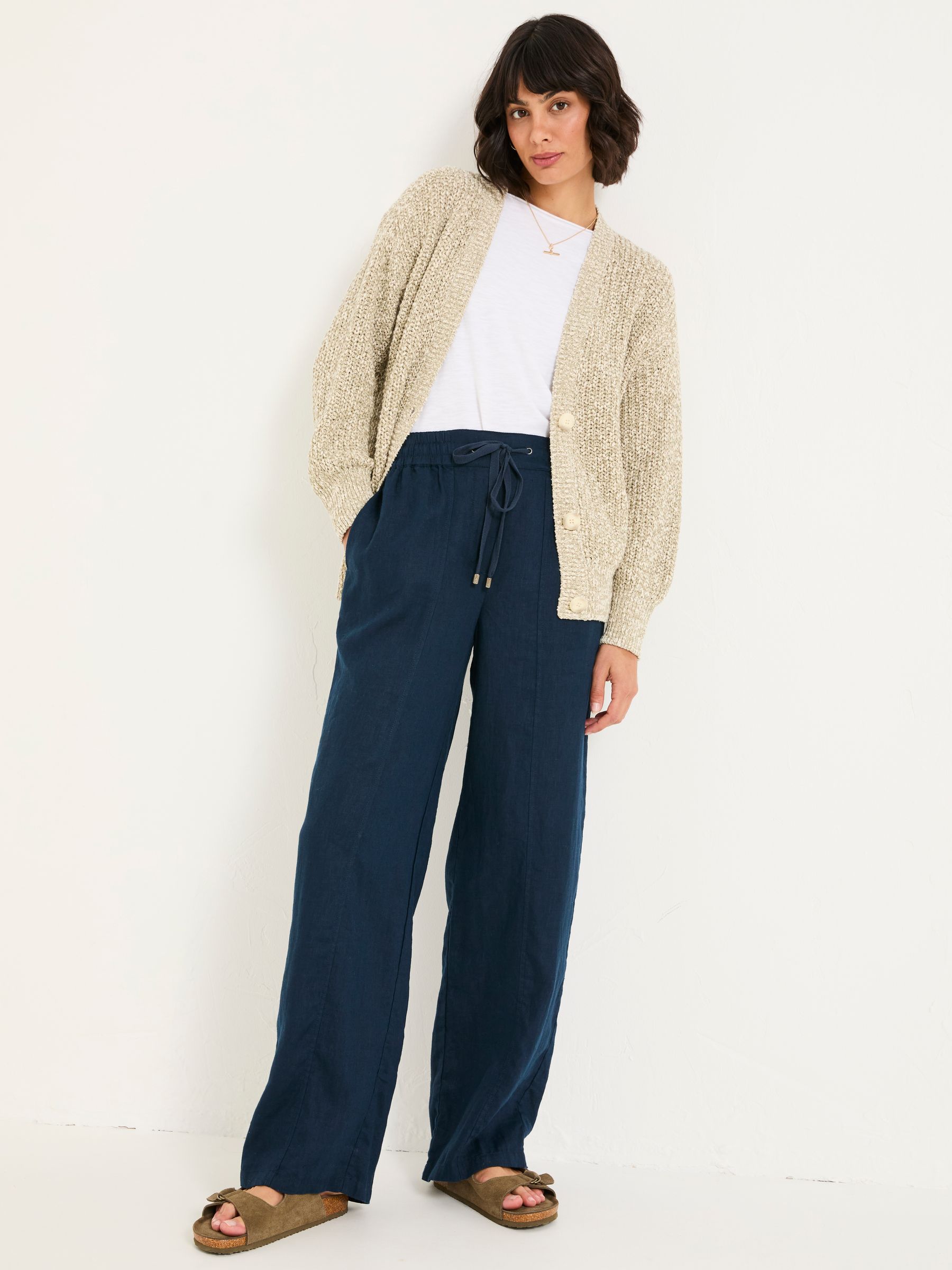 Olive Natural Knitted Tape Yarn Cardigan - Image 3 of 6