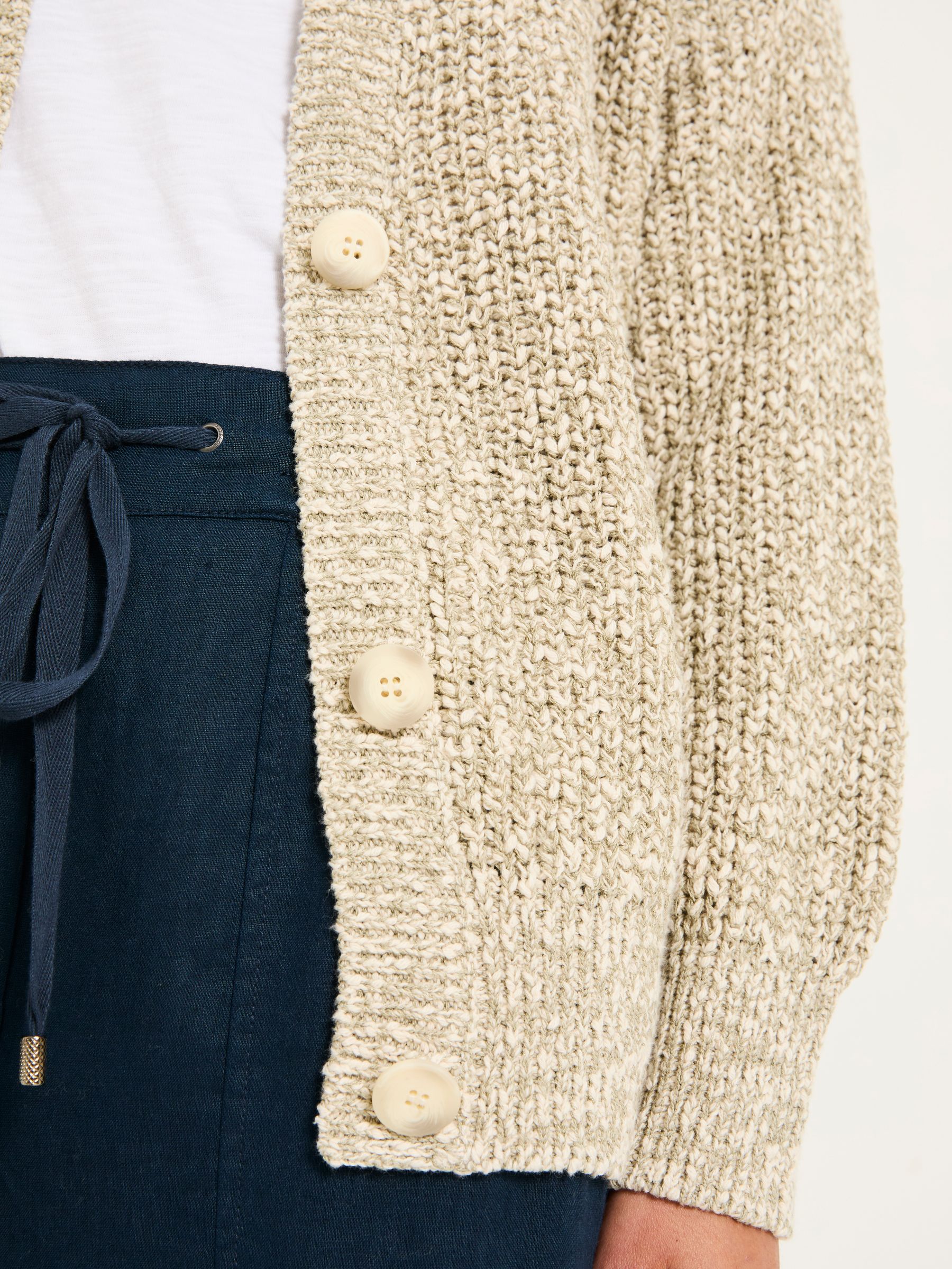 Olive Natural Knitted Tape Yarn Cardigan - Image 4 of 6