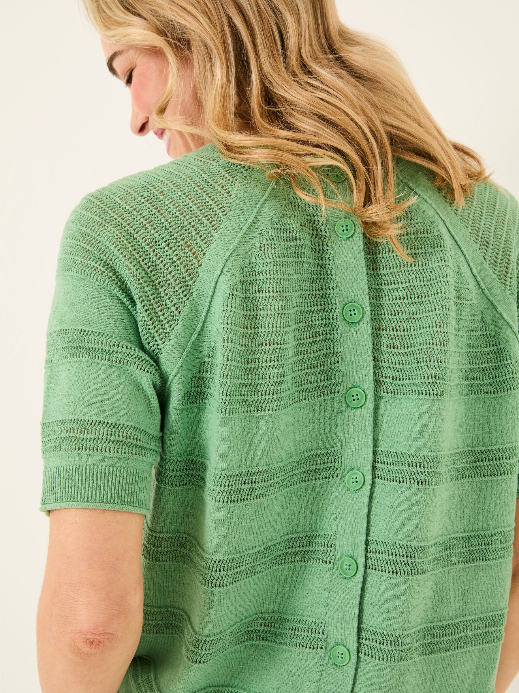 Zandra Green Cotton Linen T Shirt - Image 2 of 6