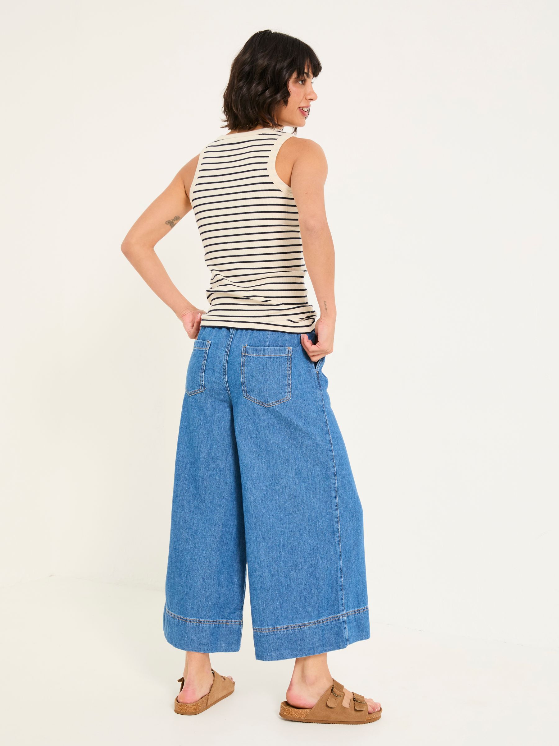 Holly Indigo Blue Wide Leg 100% Cotton Culottes - Image 2 of 6