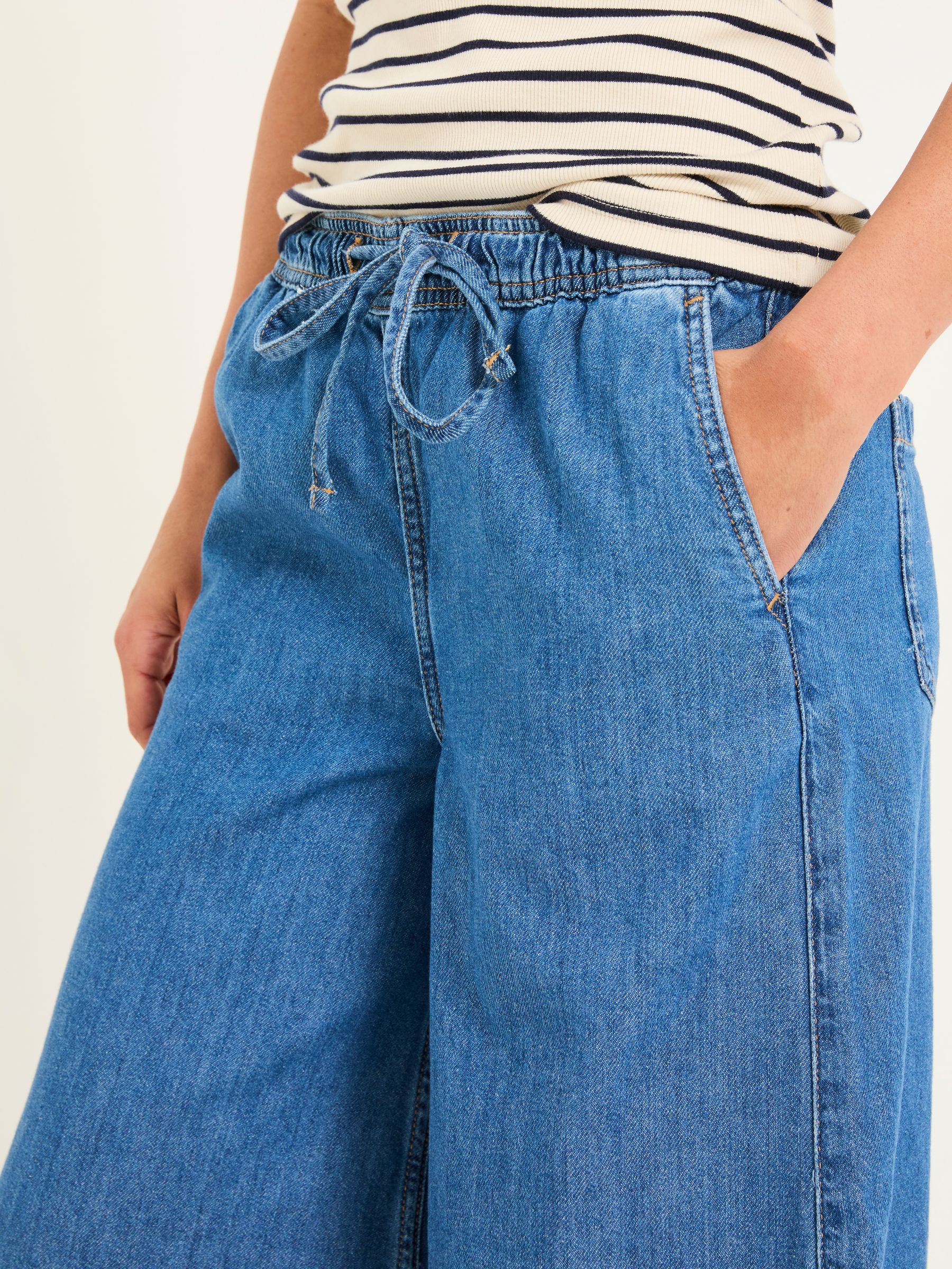 Holly Indigo Blue Wide Leg 100% Cotton Culottes - Image 4 of 6