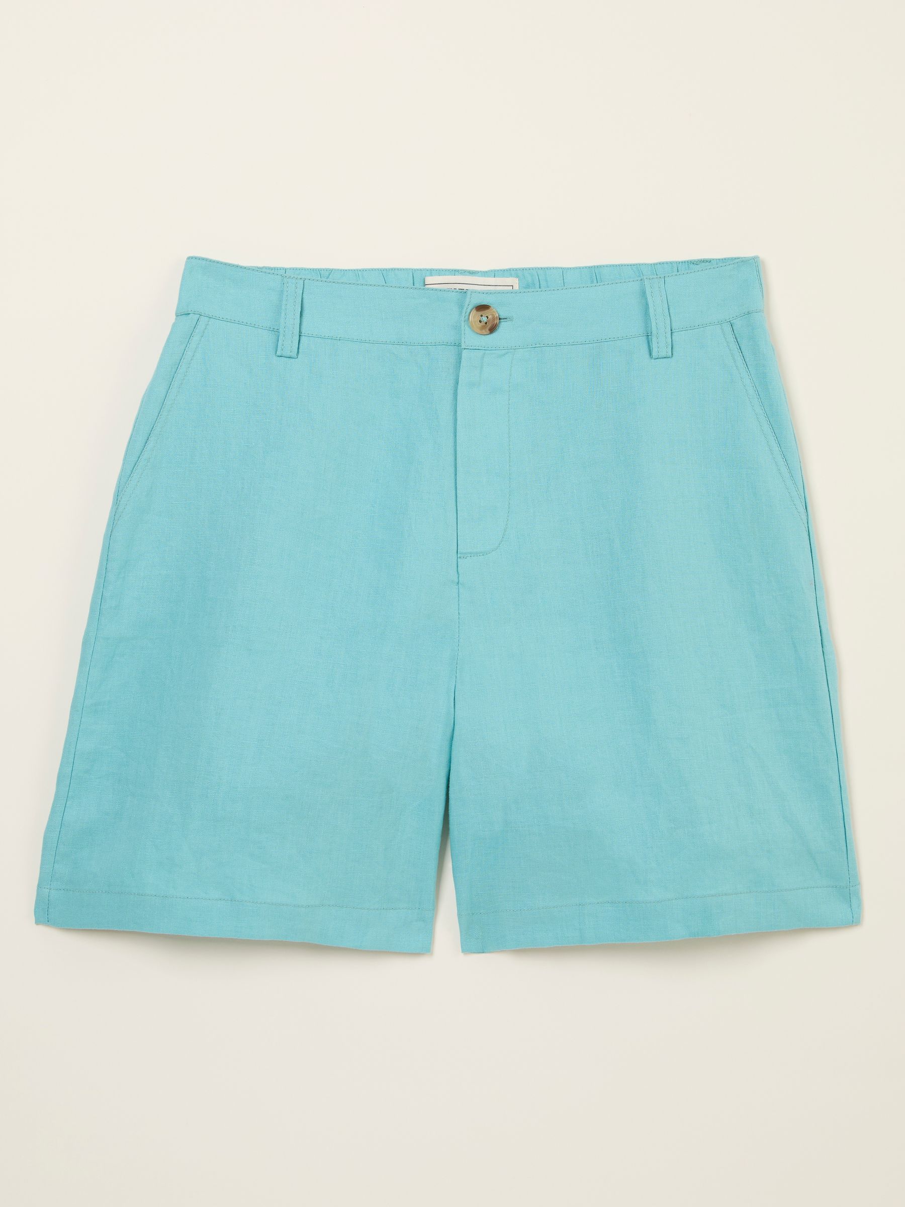 Nell Turquoise Blue Linen Shorts - Image 5 of 5