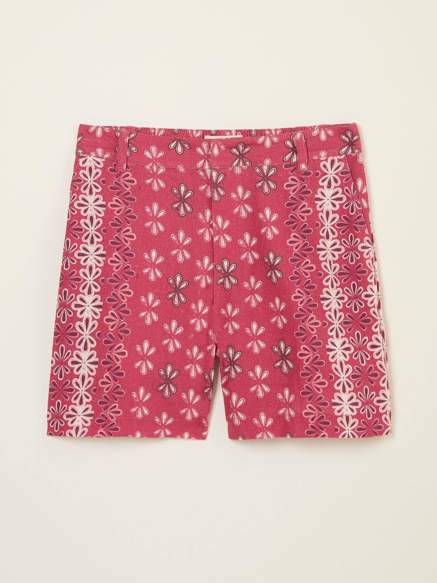 Nell Dark Pink Earth Geo Linen Blend Shorts - Image 5 of 5