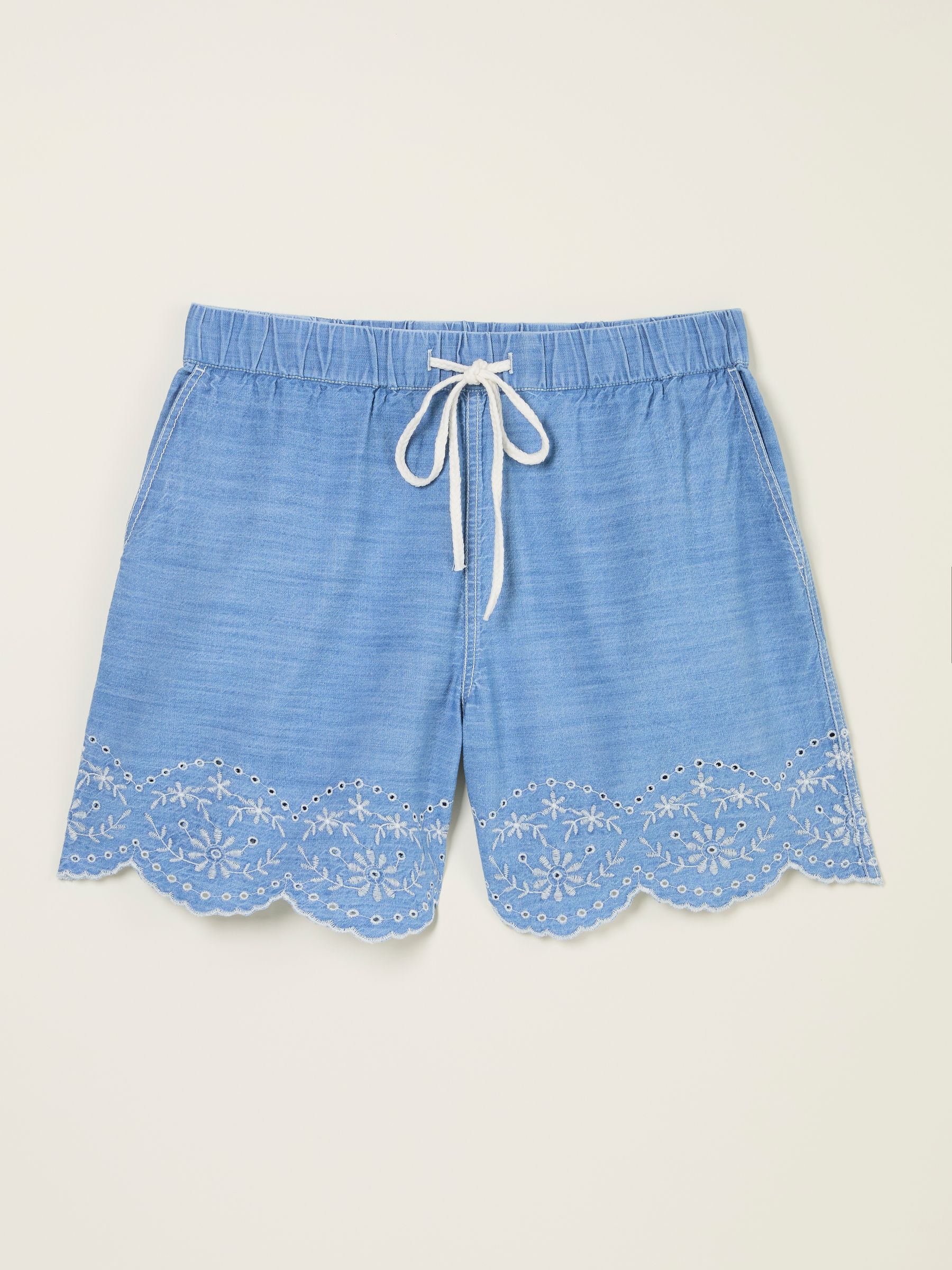 Chambray Blue Broderie Shorts - Image 5 of 6