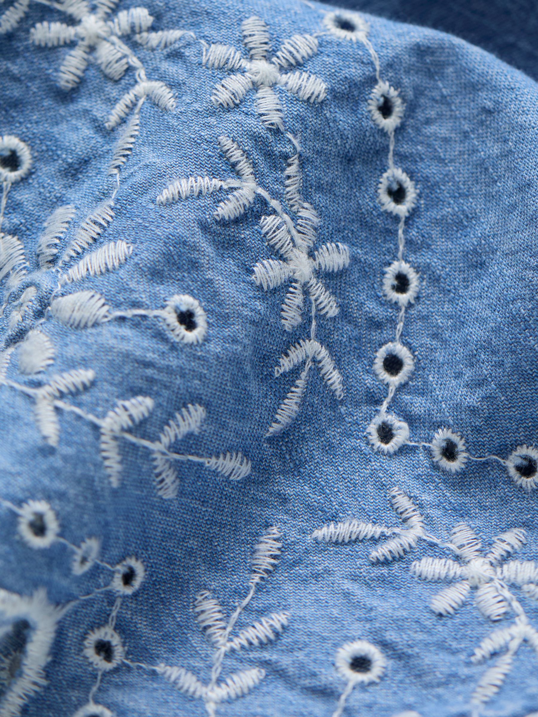 Chambray Blue Broderie Shorts - Image 6 of 6