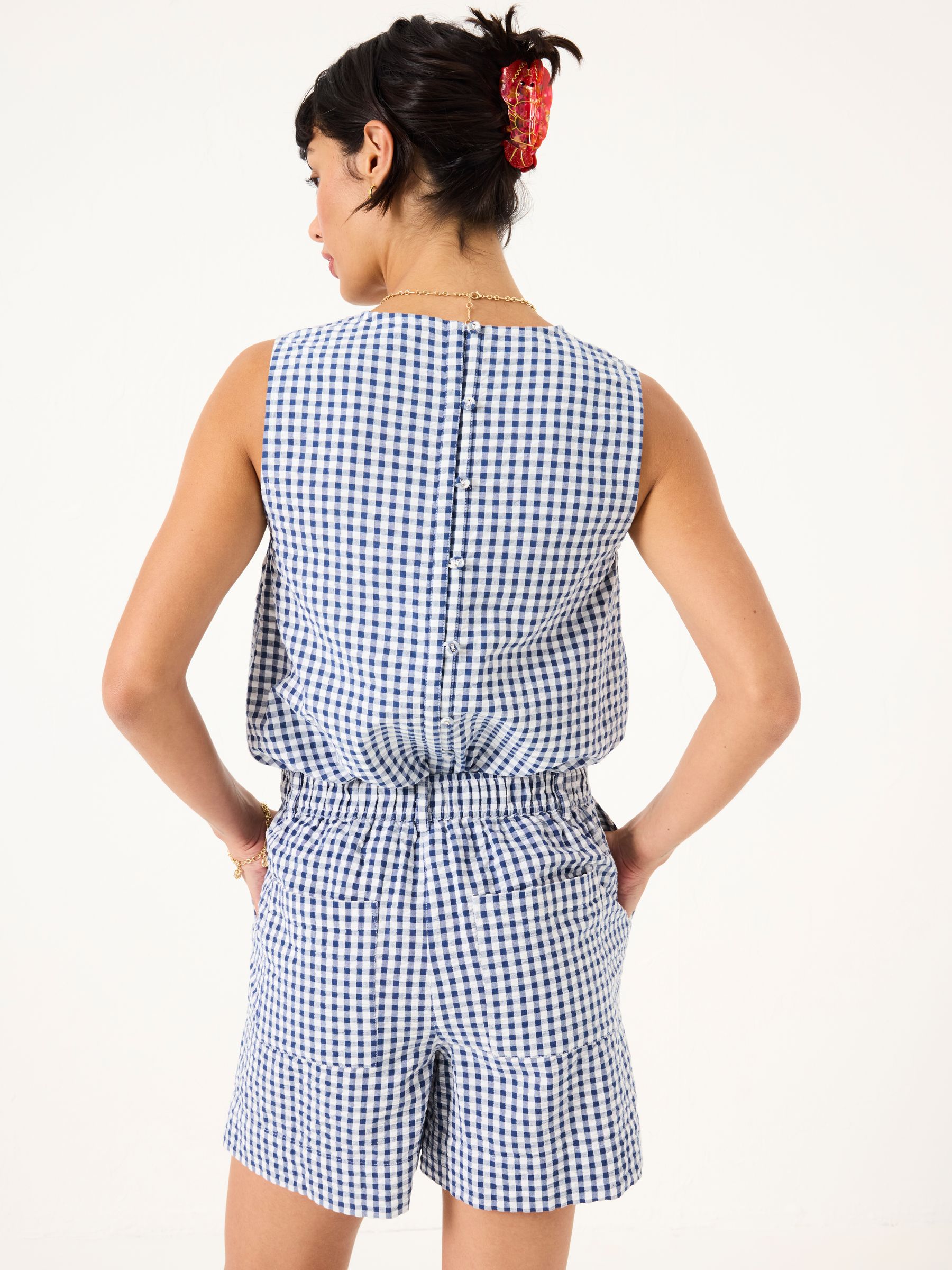 Nell Navy Gingham Shorts - Image 2 of 7
