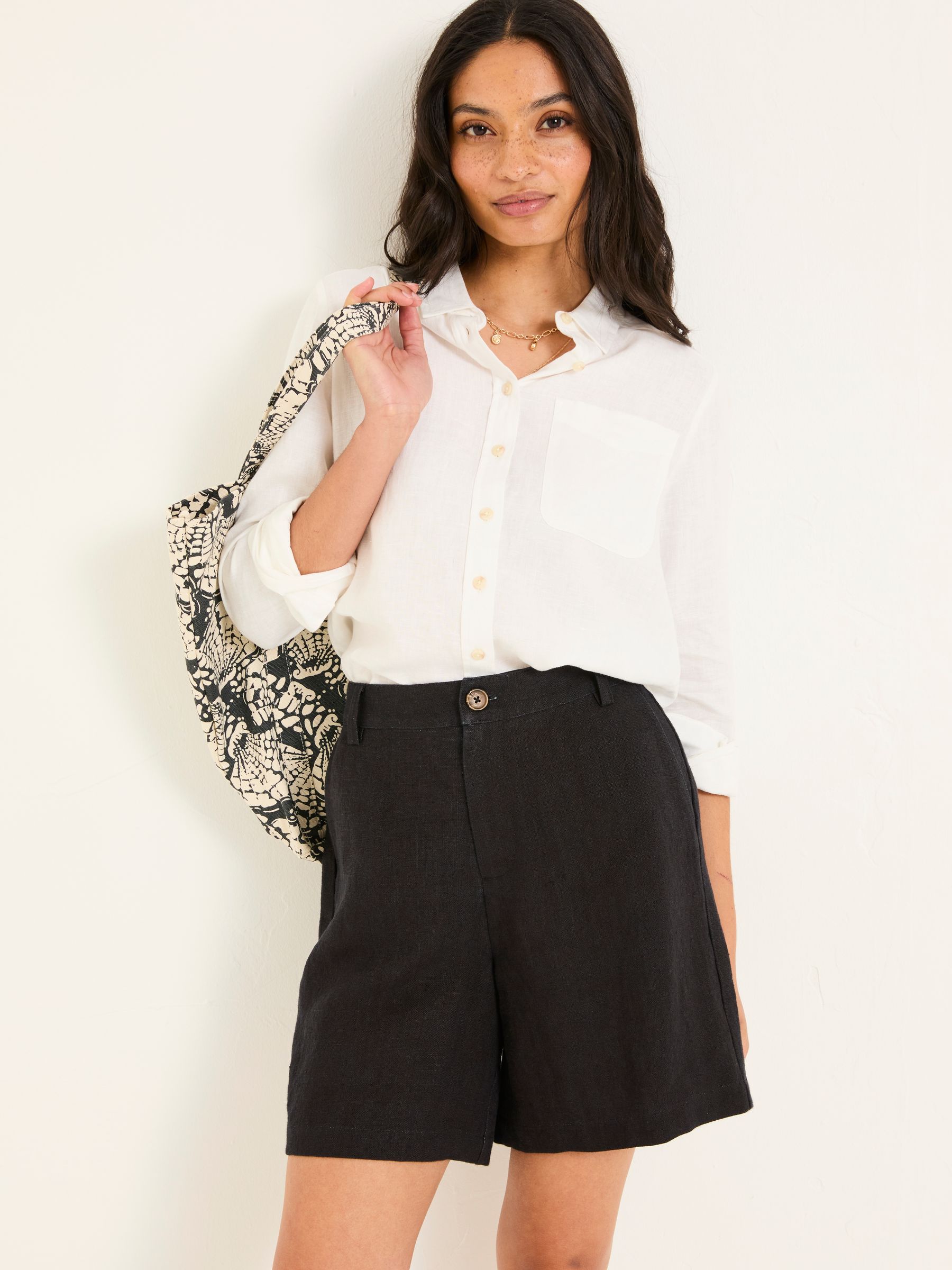 Nell Black Linen Shorts - Image 1 of 6