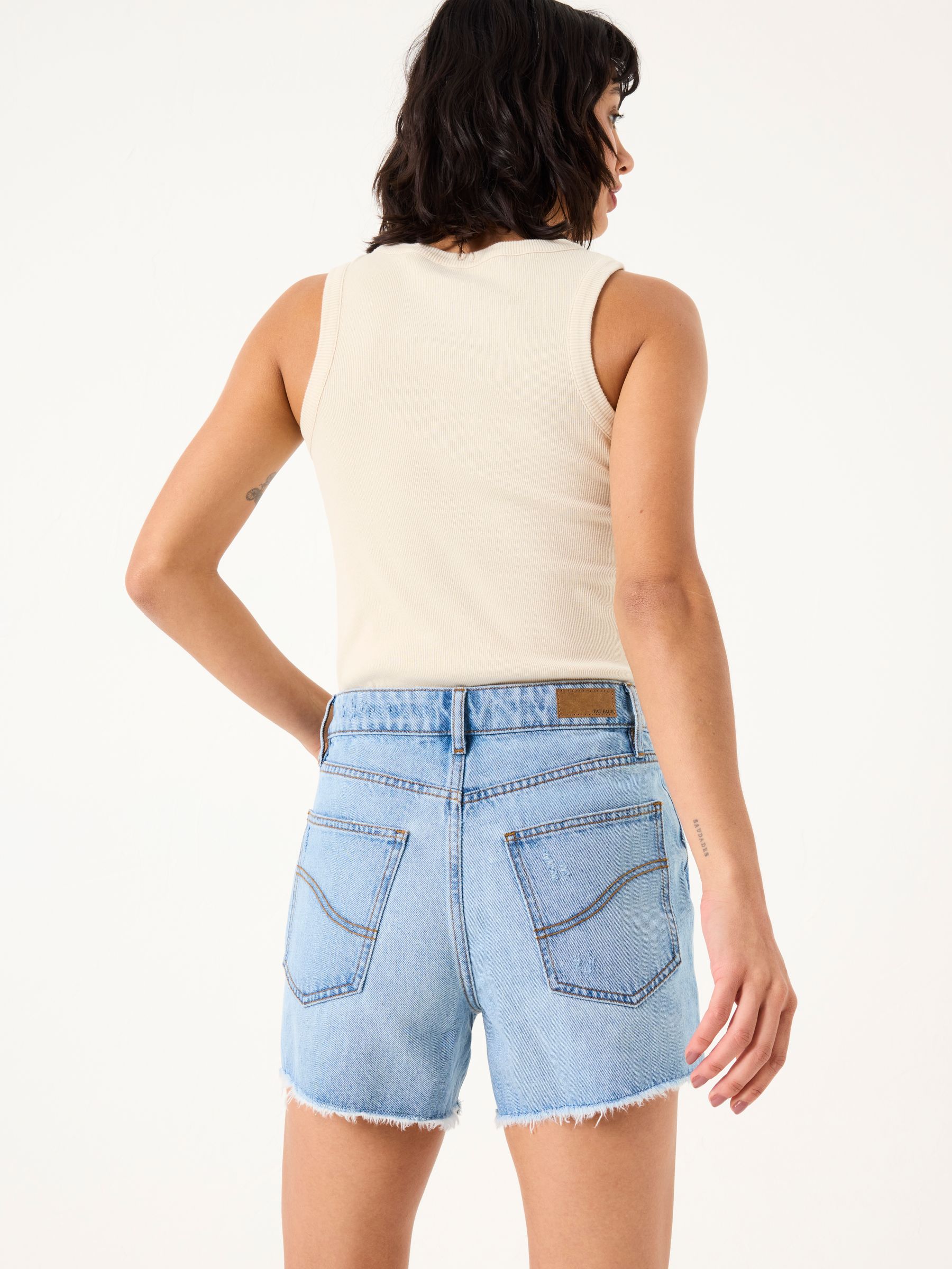 Holywell Light Blue Frayed Denim Shorts - Image 2 of 5