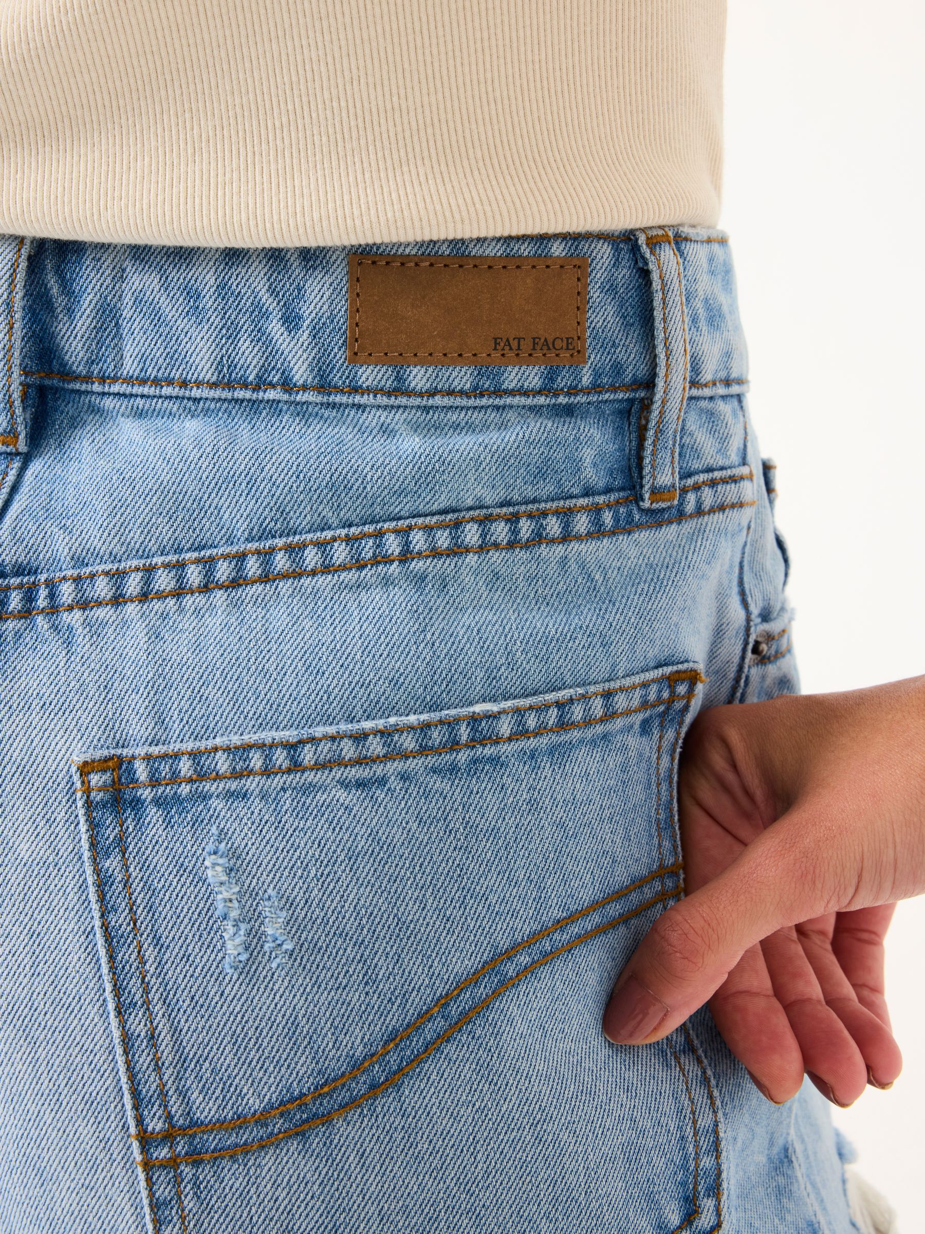 Holywell Light Blue Frayed Denim Shorts - Image 4 of 5