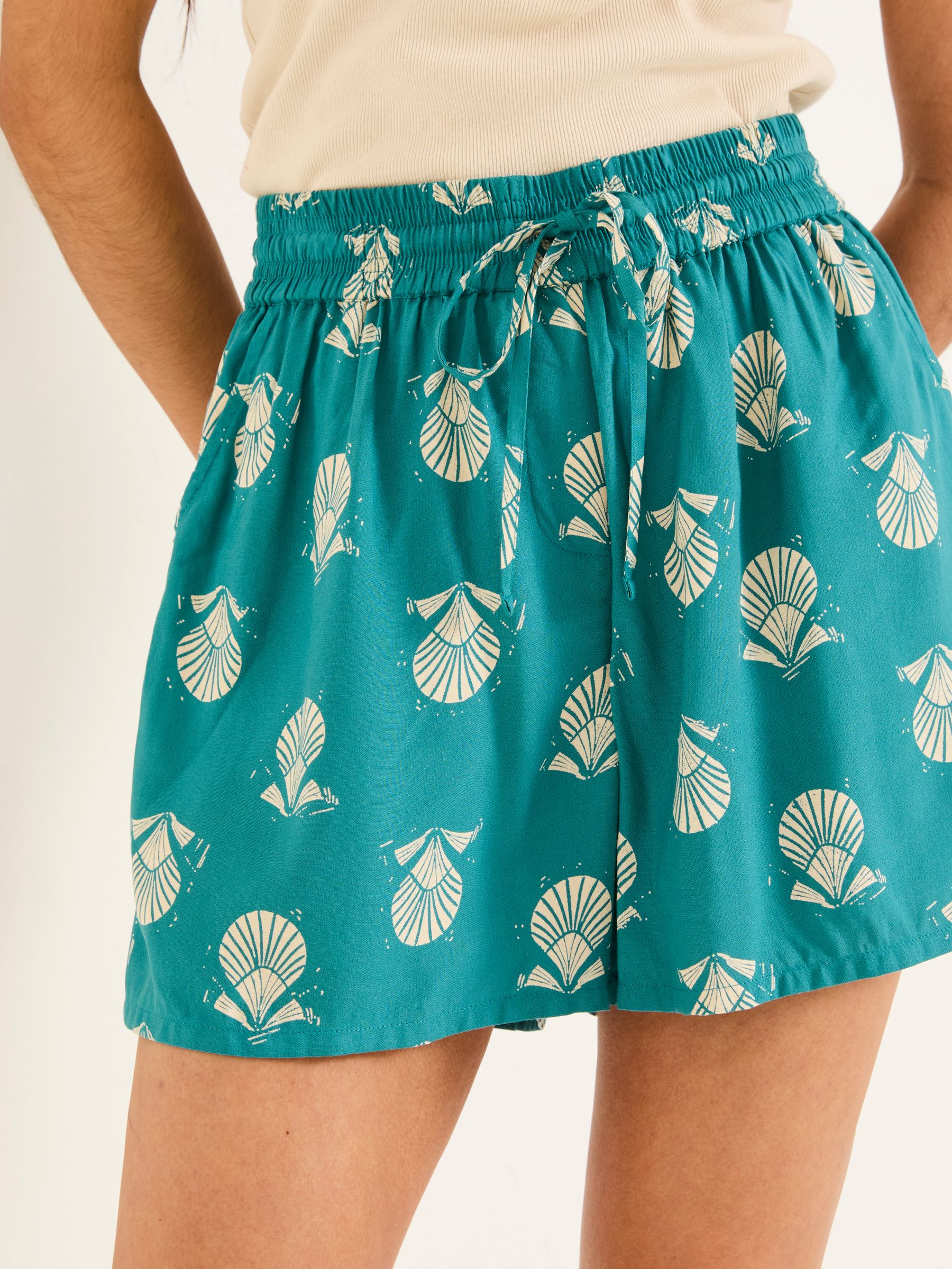 Teal Blue Lino Shell Flippy Shorts - Image 10 of 11