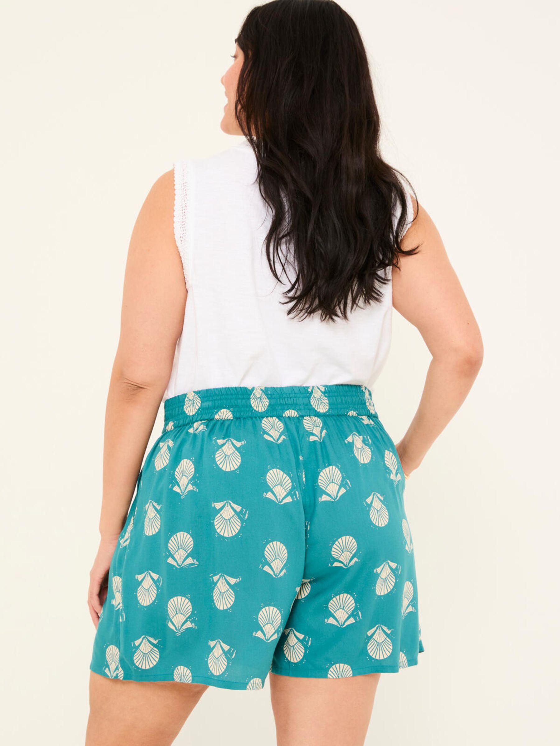 Teal Blue Lino Shell Flippy Shorts - Image 2 of 11