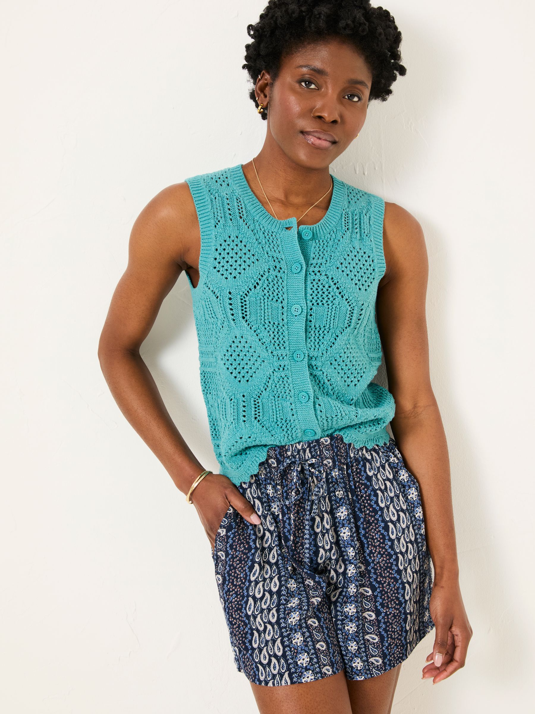 Indigo Blue Paisley Flippy Shorts - Image 1 of 6