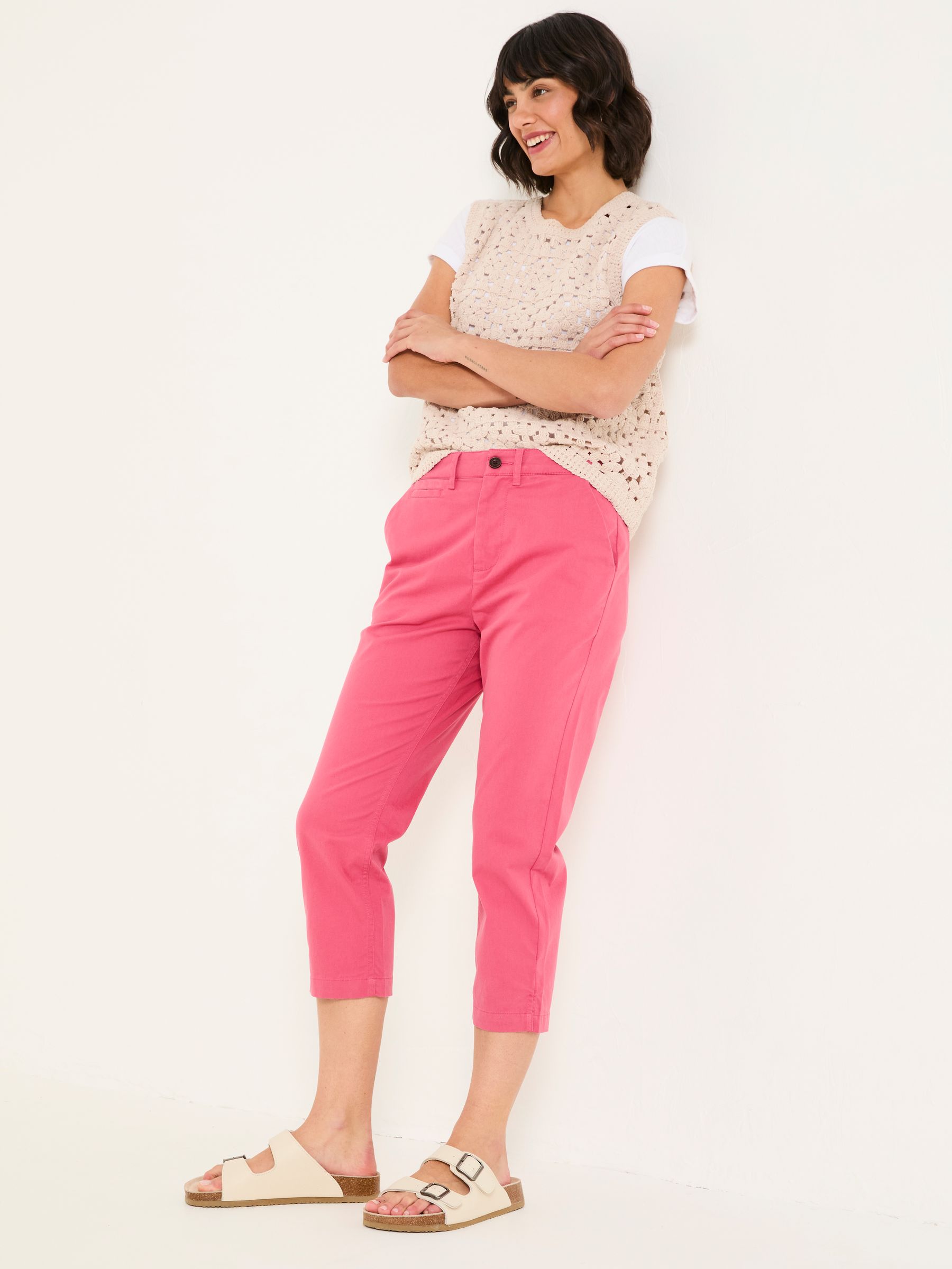 Farnham Pink Cropped Chino Trousers - Image 3 of 6