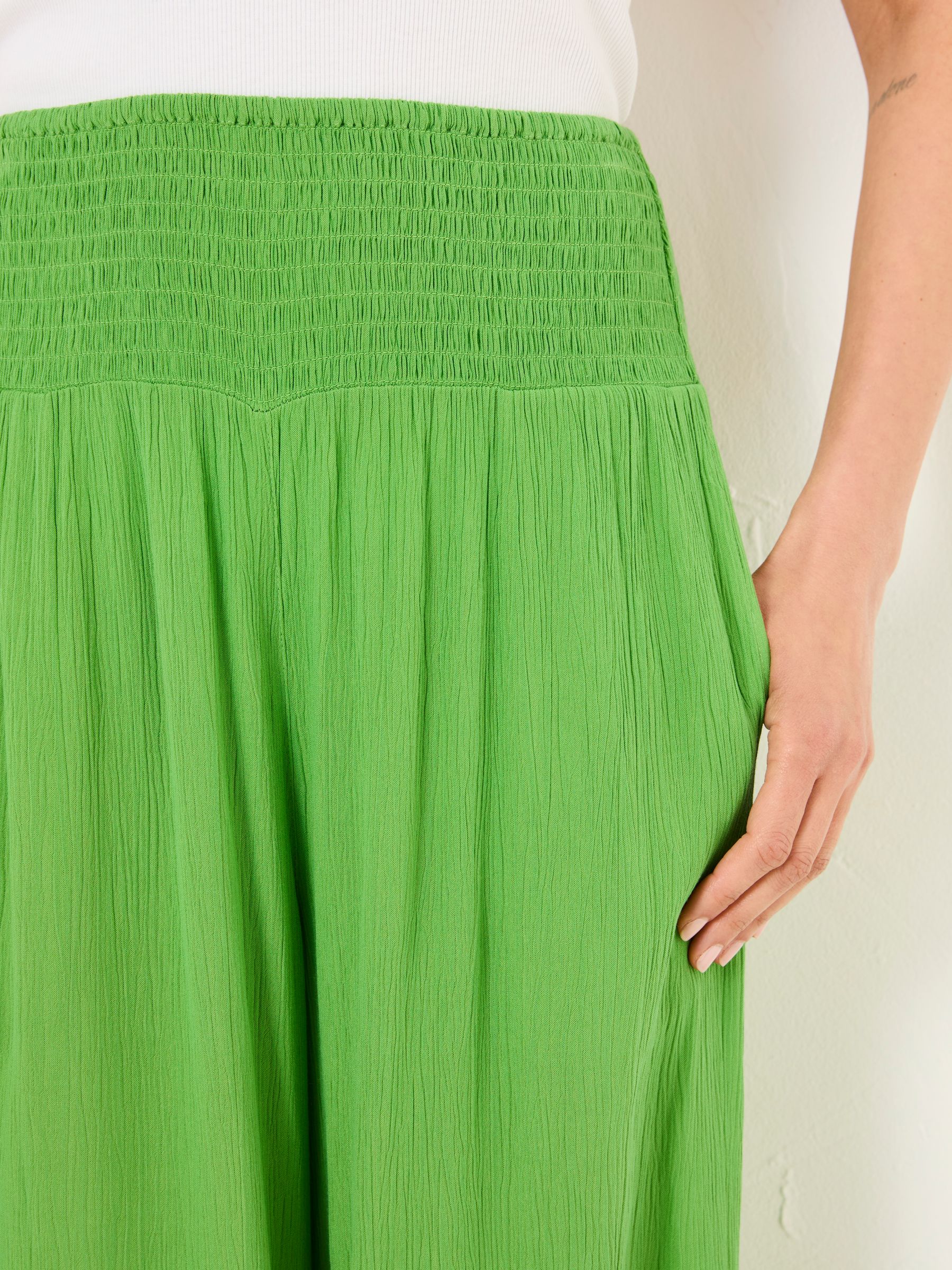 Bright Green Shirred Palazzo Wide Leg Trousers - Image 5 of 7