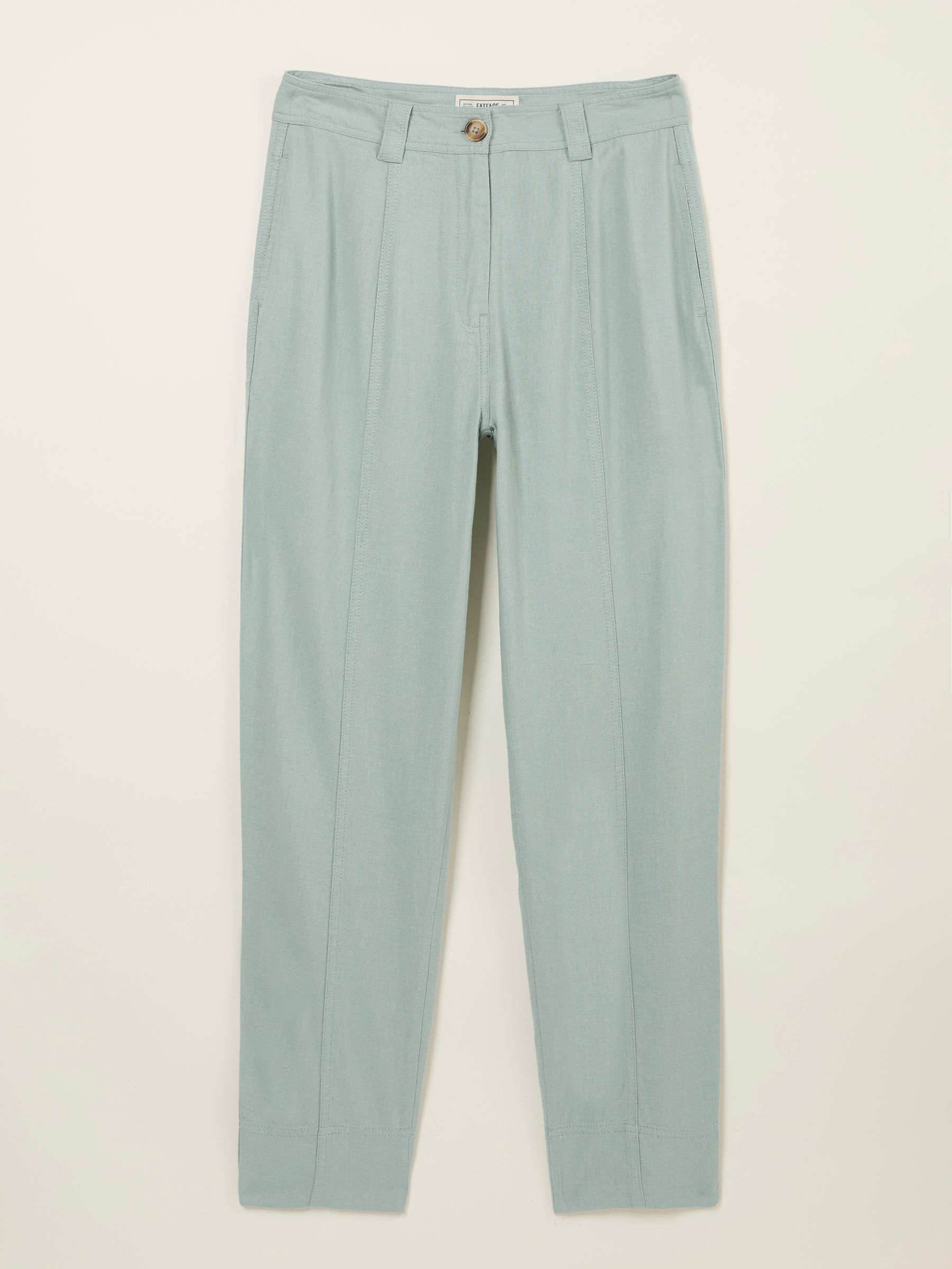 Issy Mint Green Tapered Linen Blend Trousers - Image 7 of 8