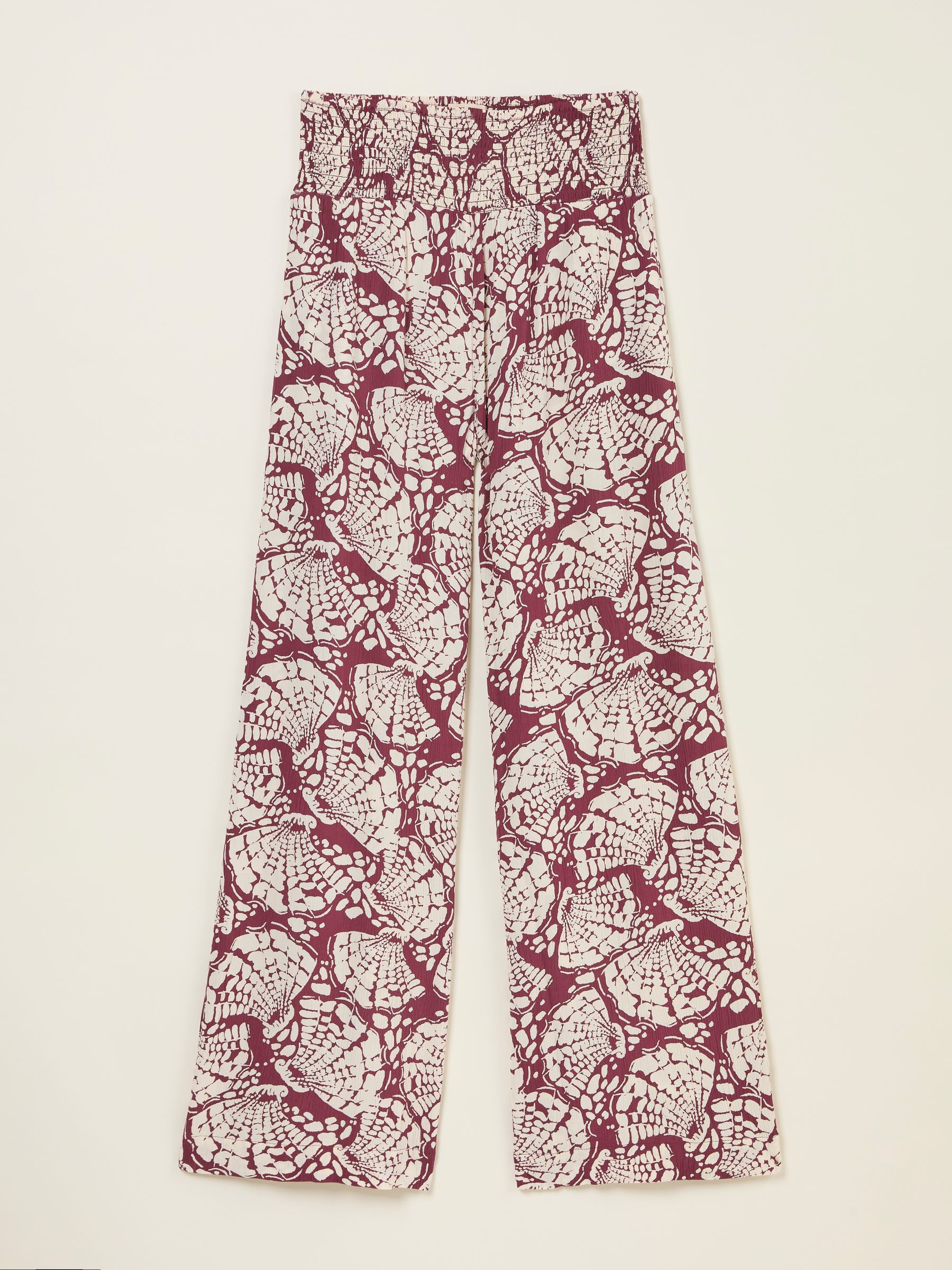 Burgundy Red Shirred Mono Shell Palazzo Trousers - Image 6 of 6